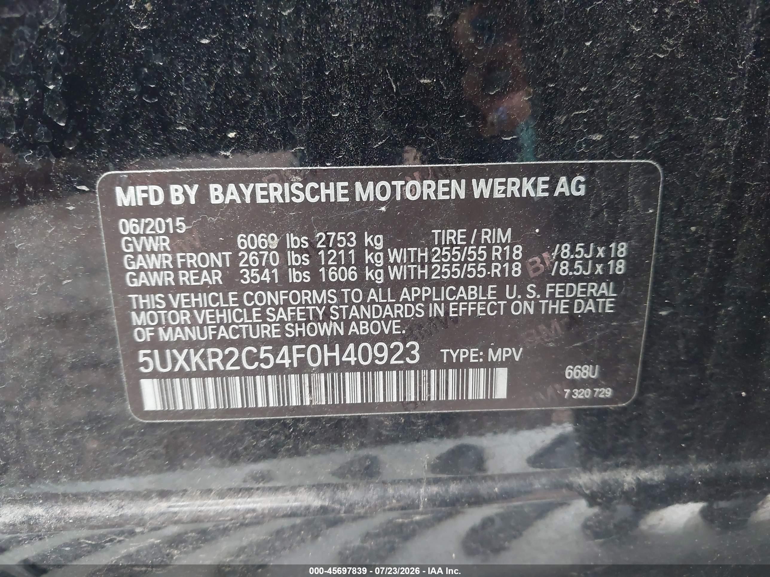2015 Bmw X5 Sdrive35i Черный vin: 5UXKR2C54F0H40923