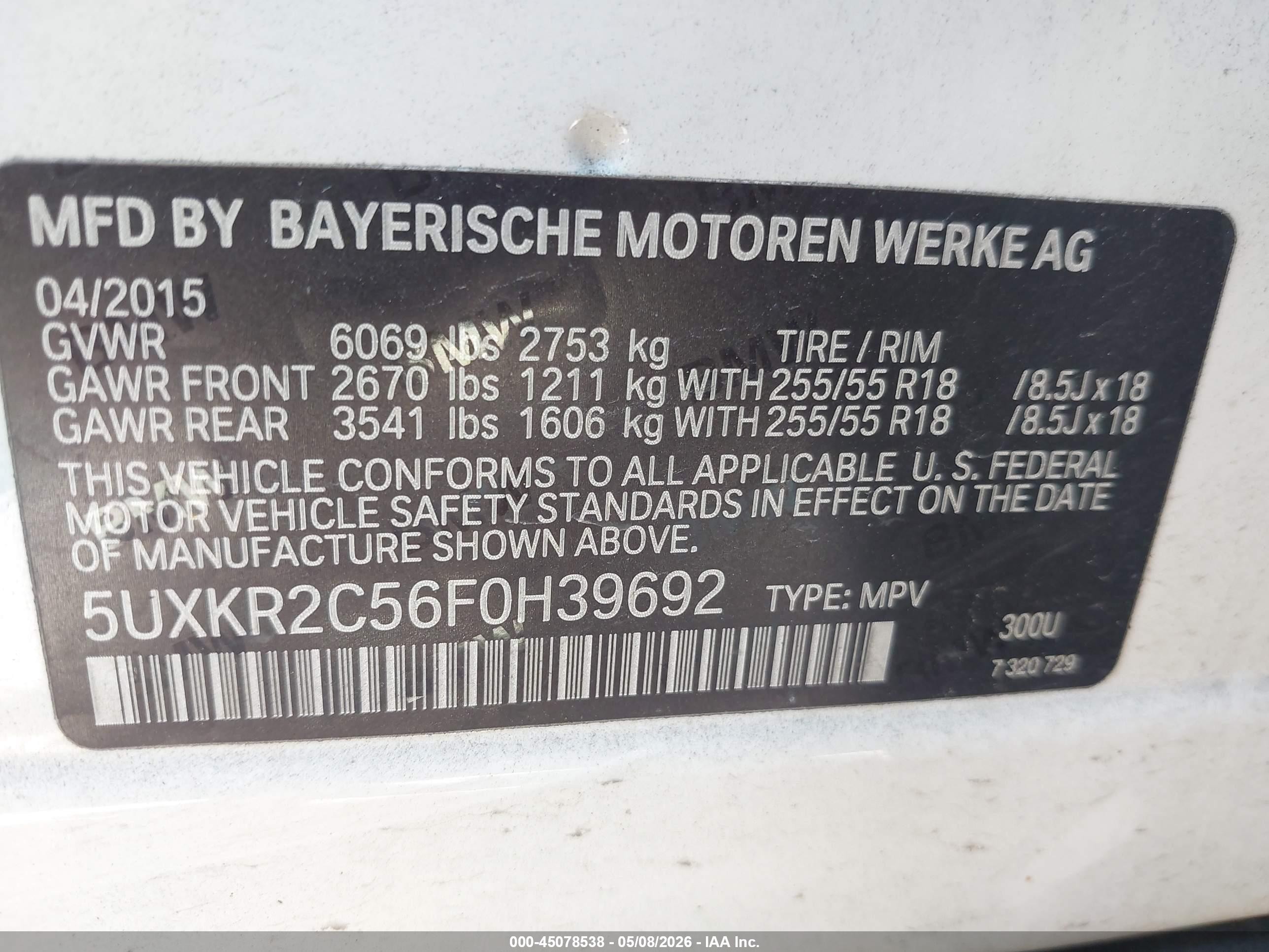 2015 Bmw X5 Sdrive35i Белый vin: 5UXKR2C56F0H39692
