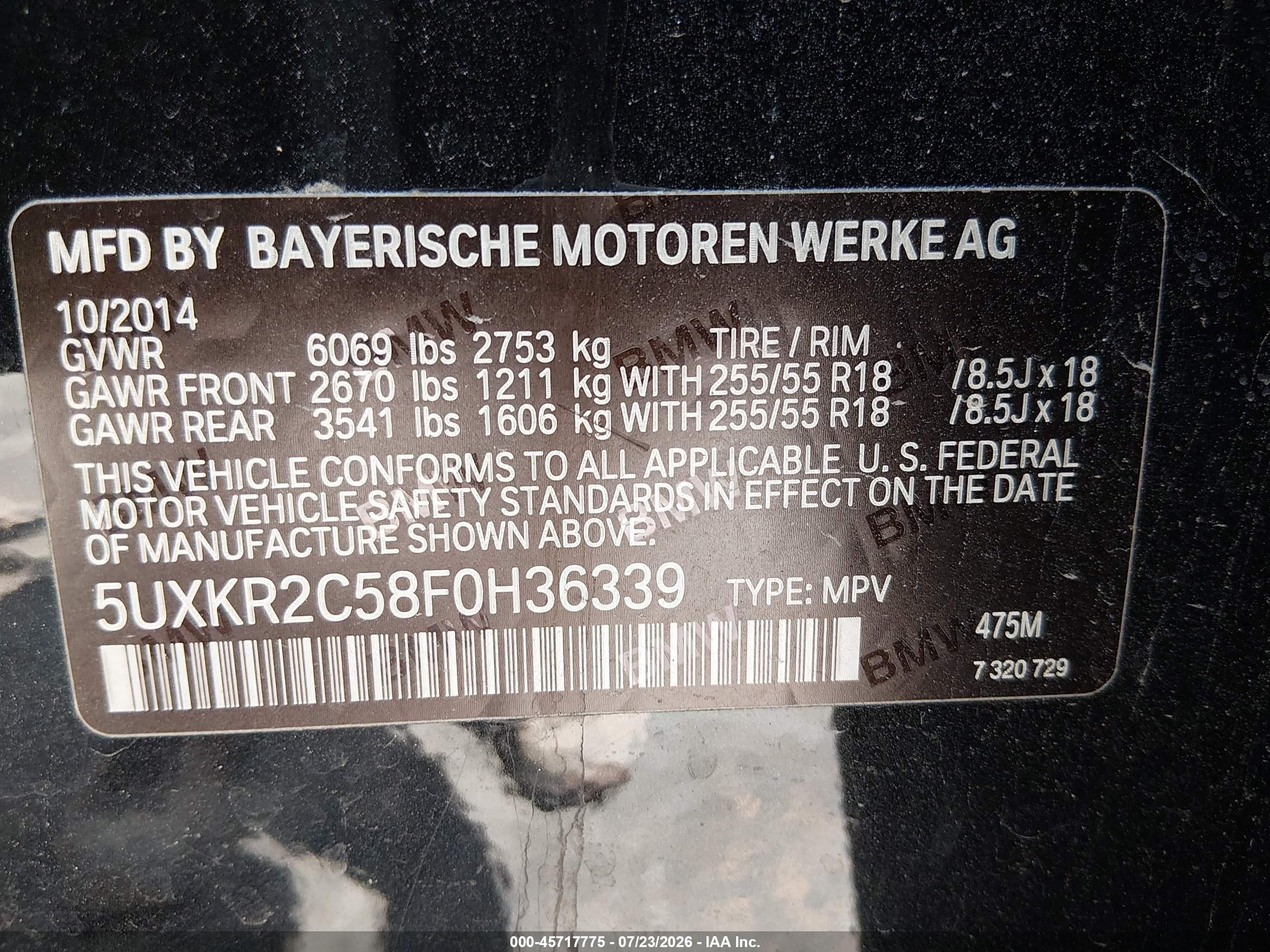 2015 Bmw X5 Sdrive35i Black vin: 5UXKR2C58F0H36339