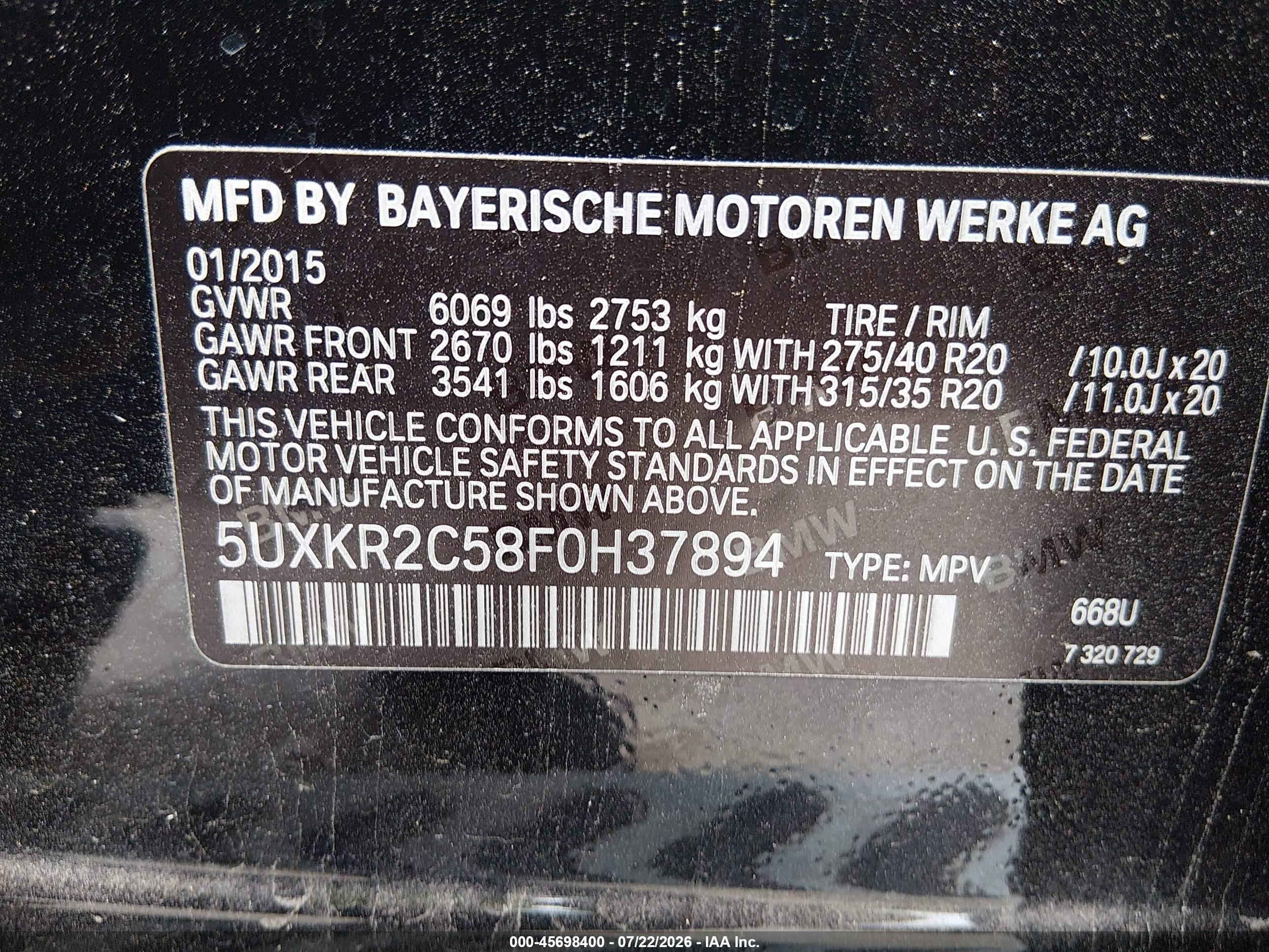 2015 Bmw X5 Sdrive35i Black vin: 5UXKR2C58F0H37894