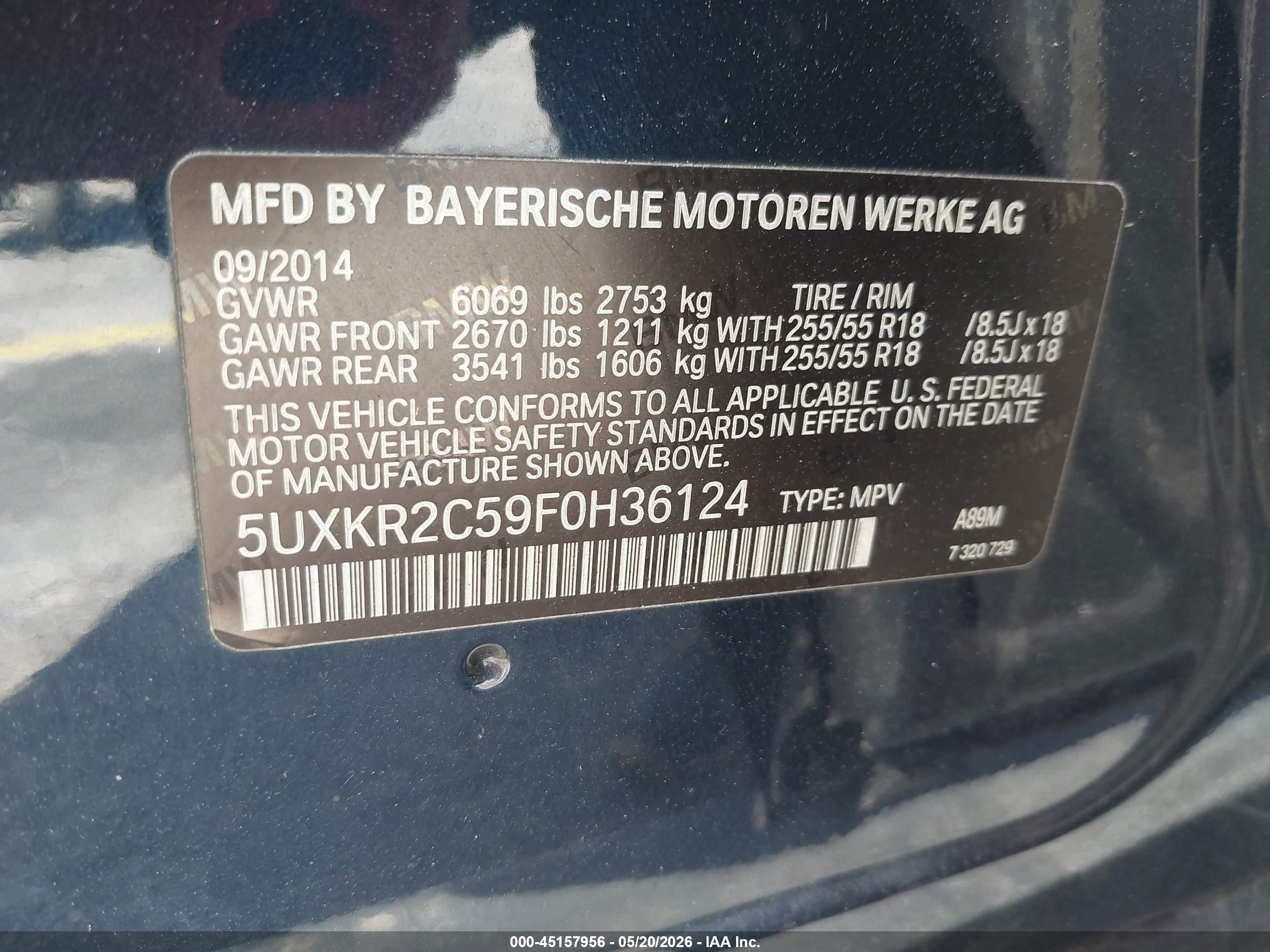 2015 Bmw X5 Sdrive35i Black vin: 5UXKR2C59F0H36124