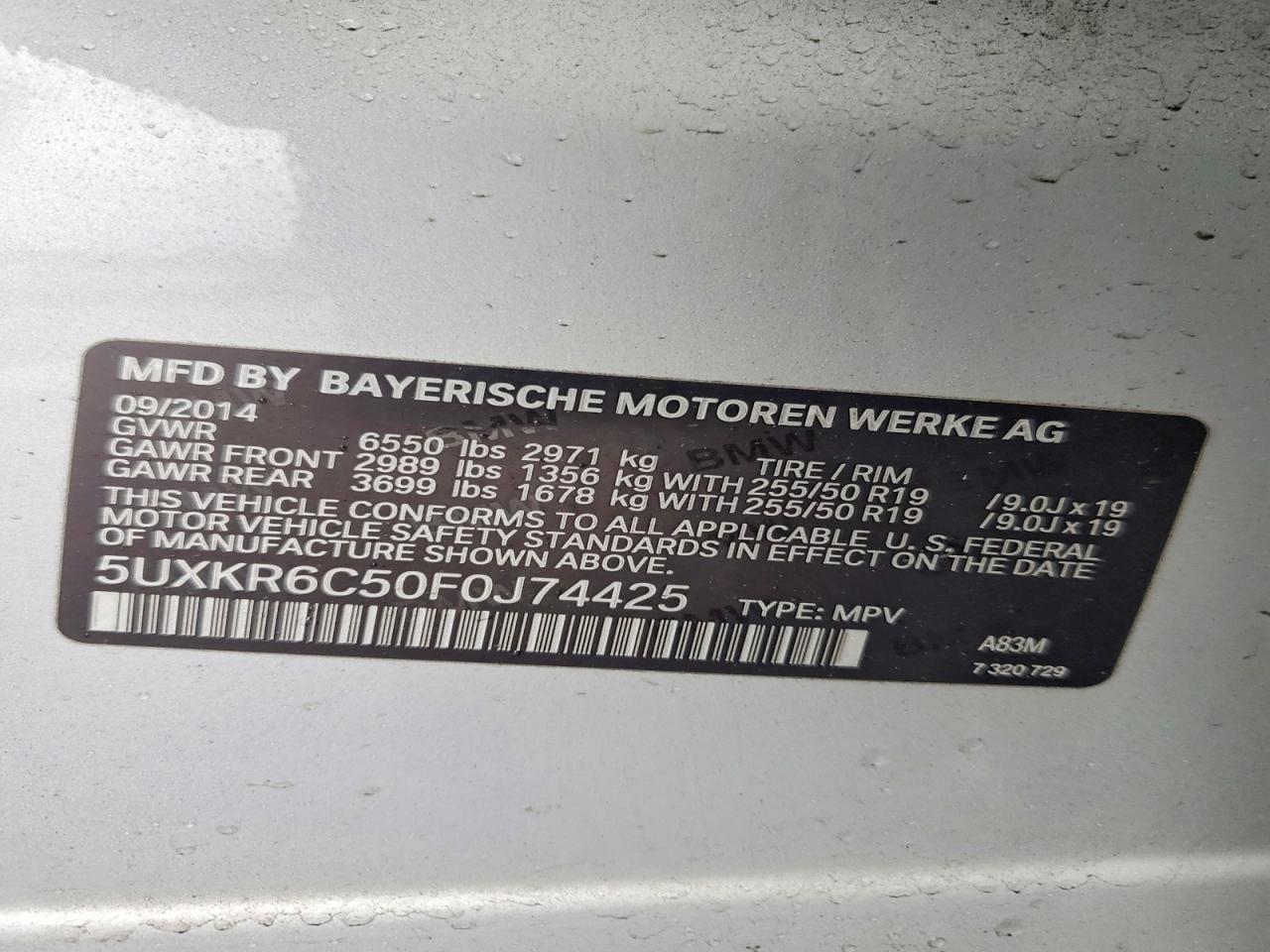 2015 Bmw X5 Xdrive50i Серебряный vin: 5UXKR6C50F0J74425