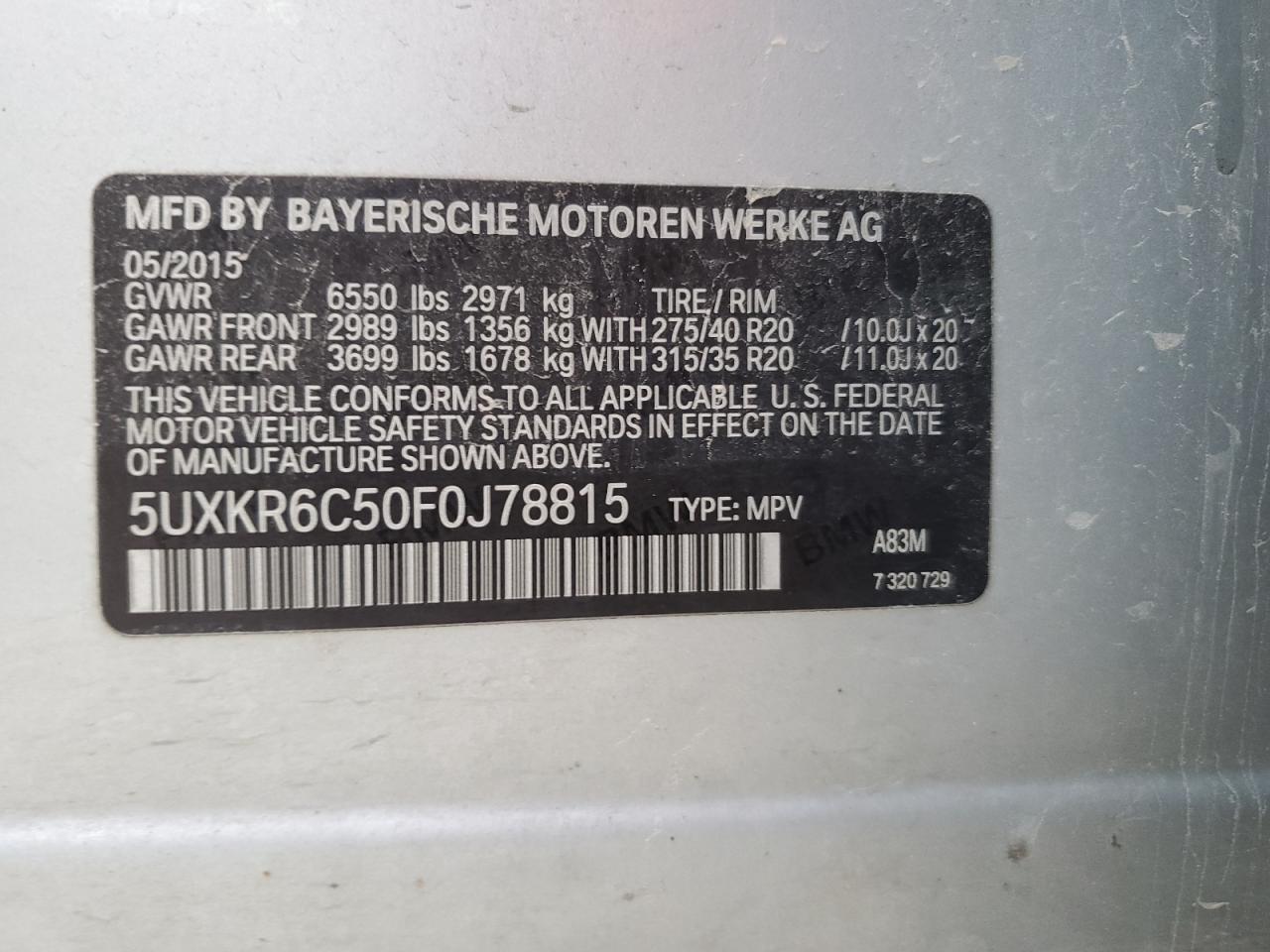 2015 Bmw X5 Xdrive50i Серебряный vin: 5UXKR6C50F0J78815
