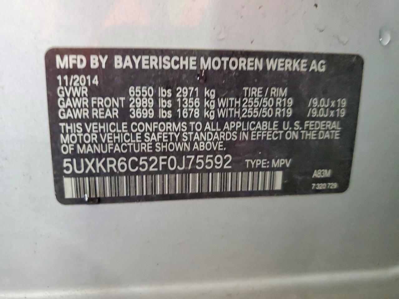 2015 Bmw X5 Xdrive50i Silver vin: 5UXKR6C52F0J75592