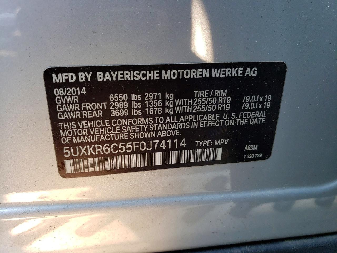 2015 Bmw X5 Xdrive50i Серебряный vin: 5UXKR6C55F0J74114