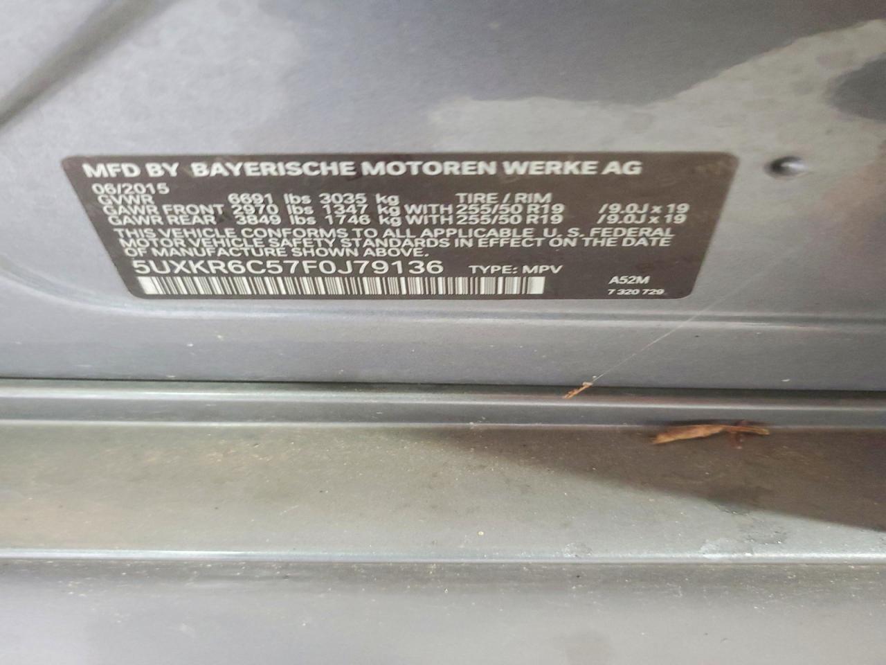 2015 Bmw X5 Xdrive50i Gray vin: 5UXKR6C57F0J79136