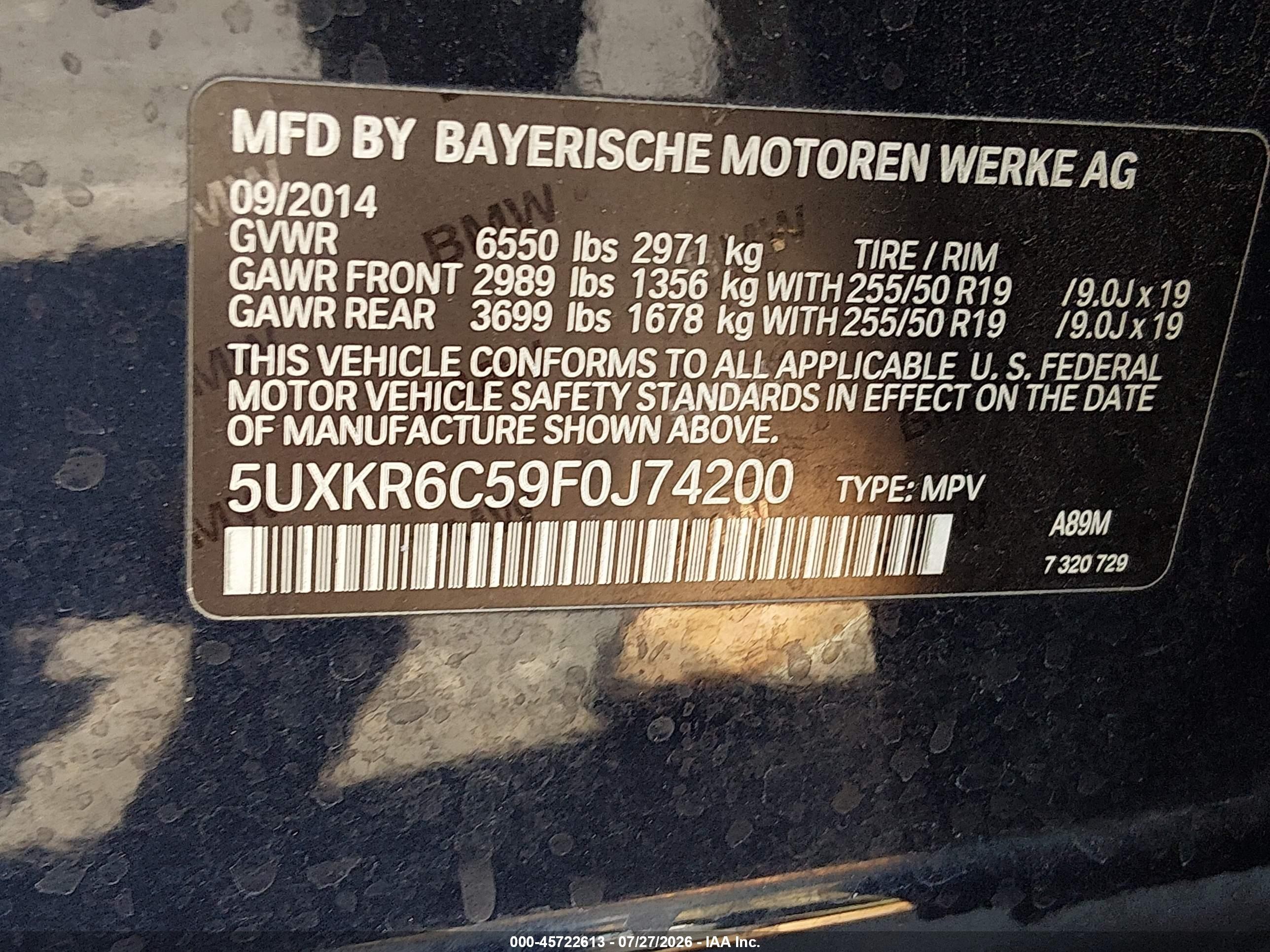 2015 Bmw X5 Xdrive50i Black vin: 5UXKR6C59F0J74200