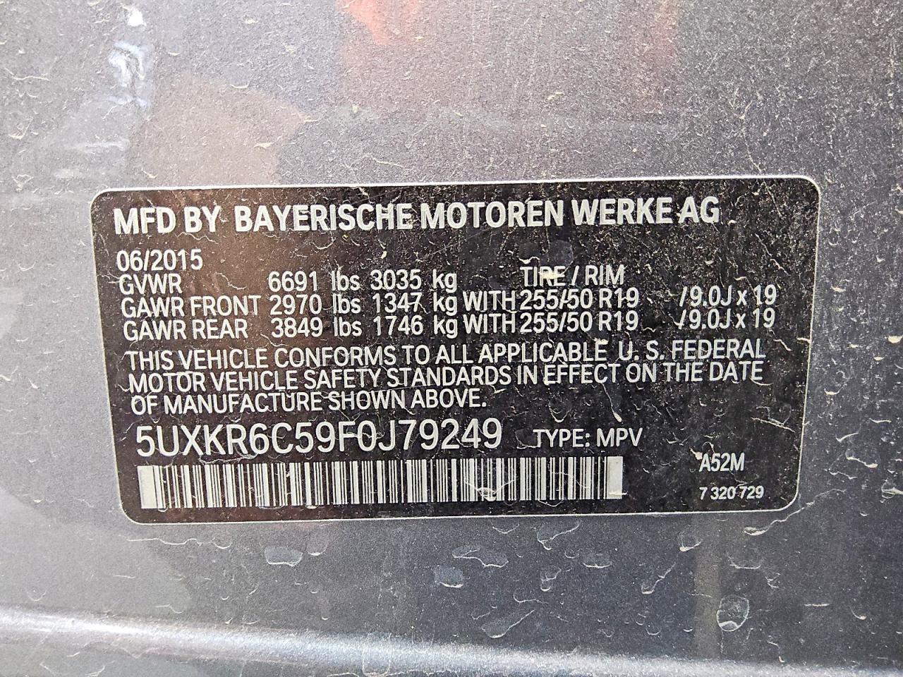 2015 Bmw X5 Xdrive50i Gray vin: 5UXKR6C59F0J79249