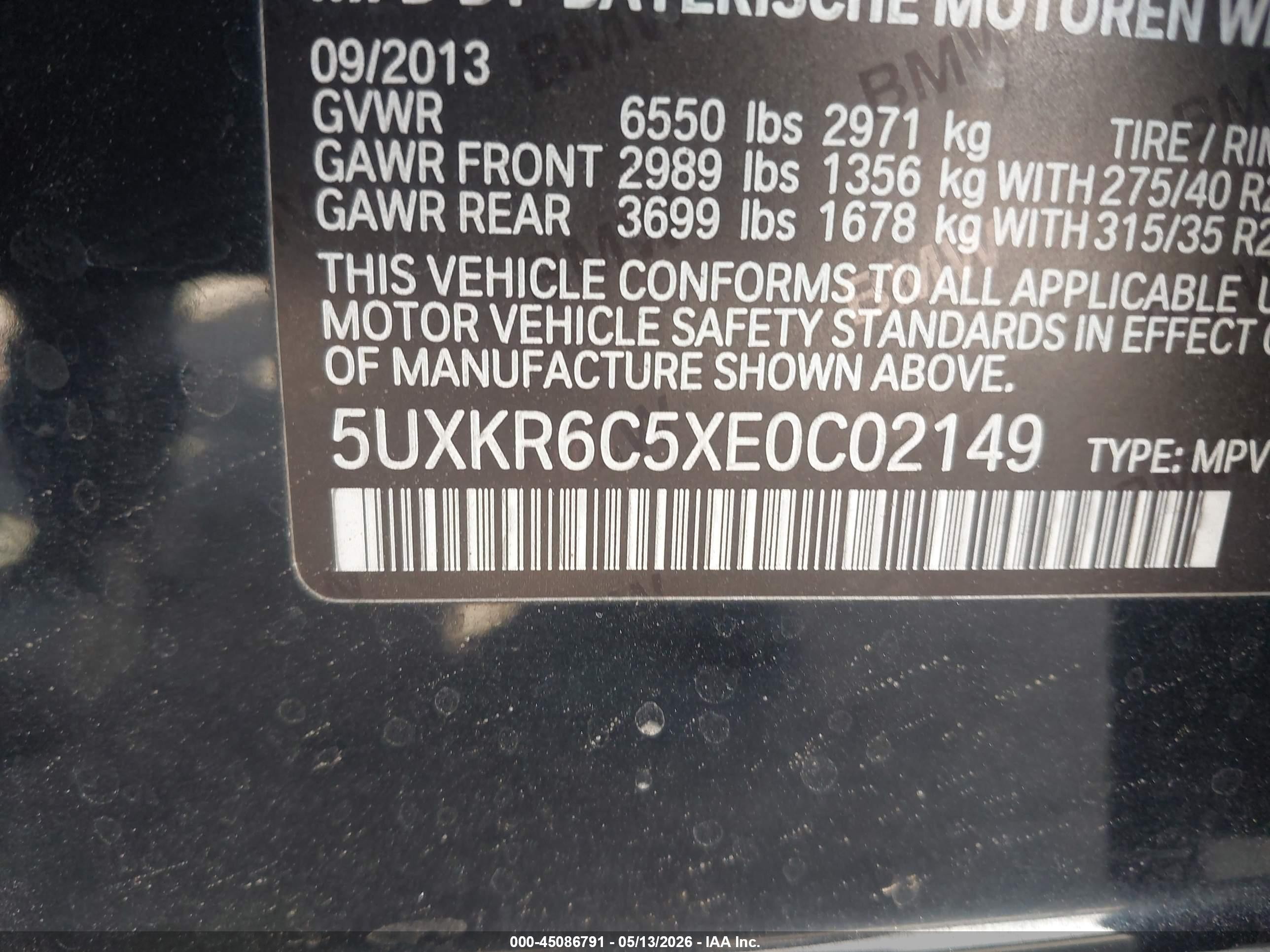 2014 Bmw X5 Xdrive50i Black vin: 5UXKR6C5XE0C02149