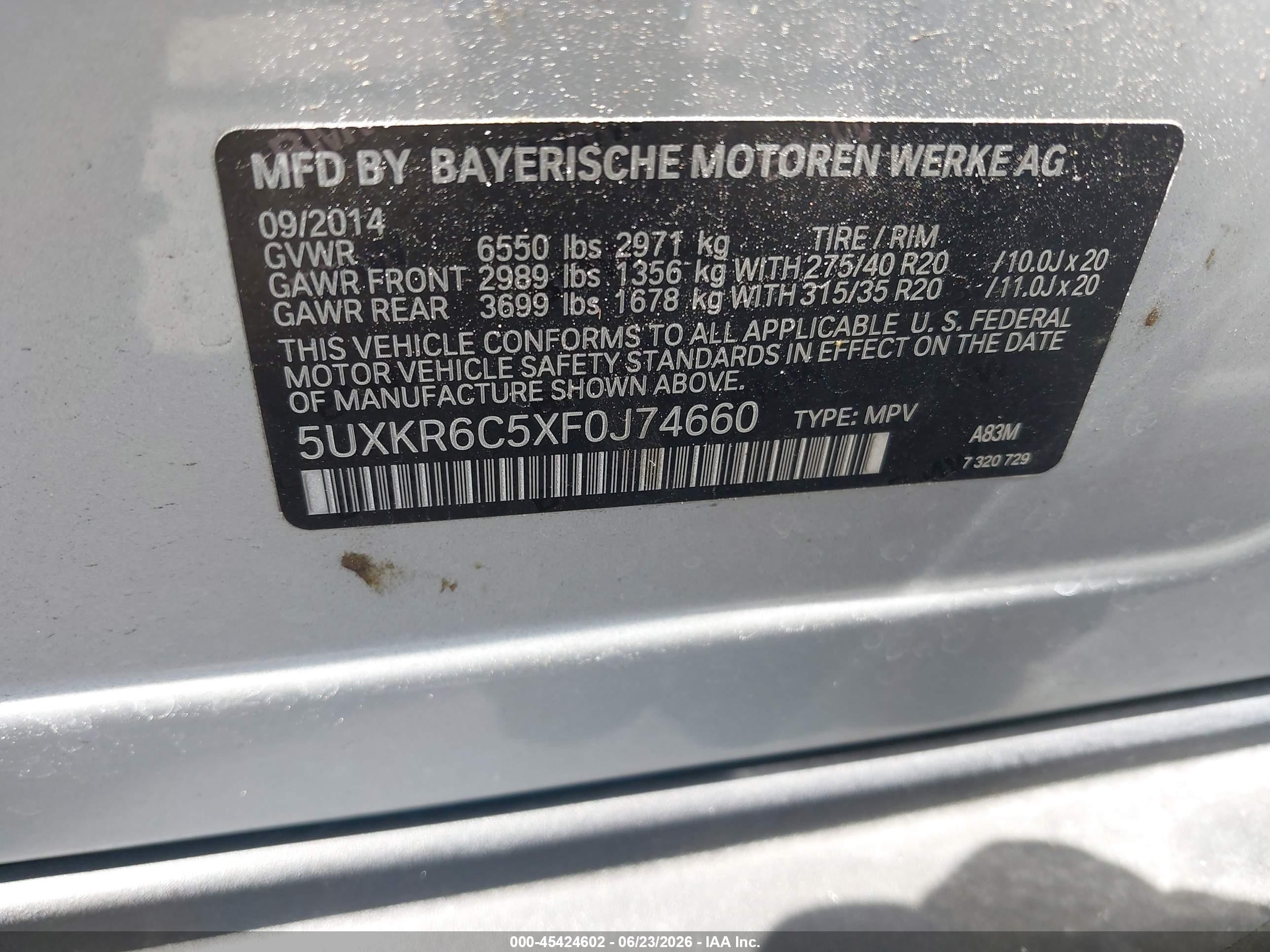 2015 Bmw X5 Xdrive50i Silver vin: 5UXKR6C5XF0J74660