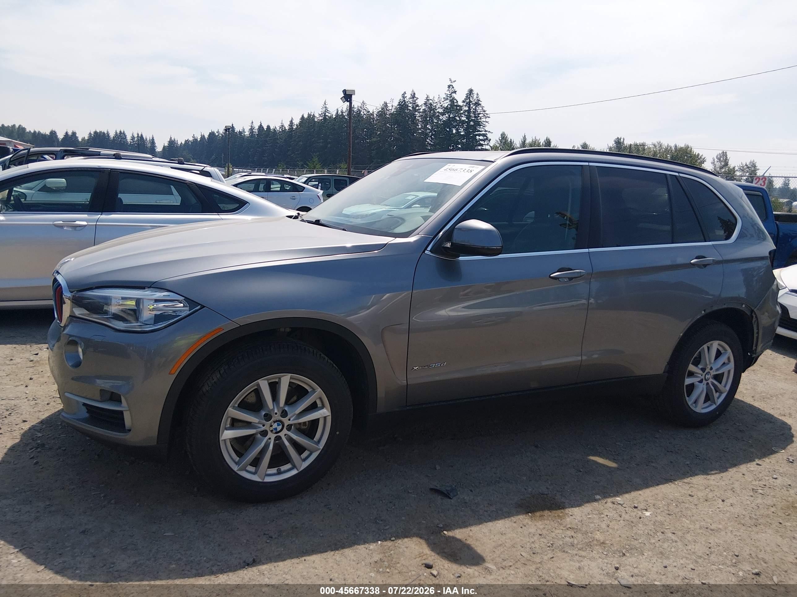 2015 Bmw X5 Xdrive35d Gray vin: 5UXKS4C50F0N10390