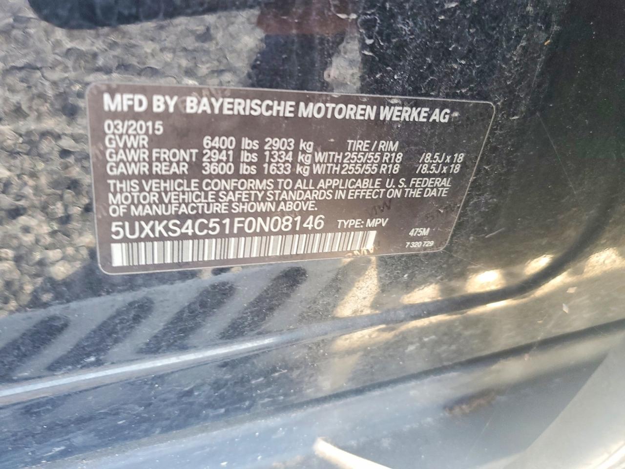 2015 Bmw X5 Xdrive35d Black vin: 5UXKS4C51F0N08146