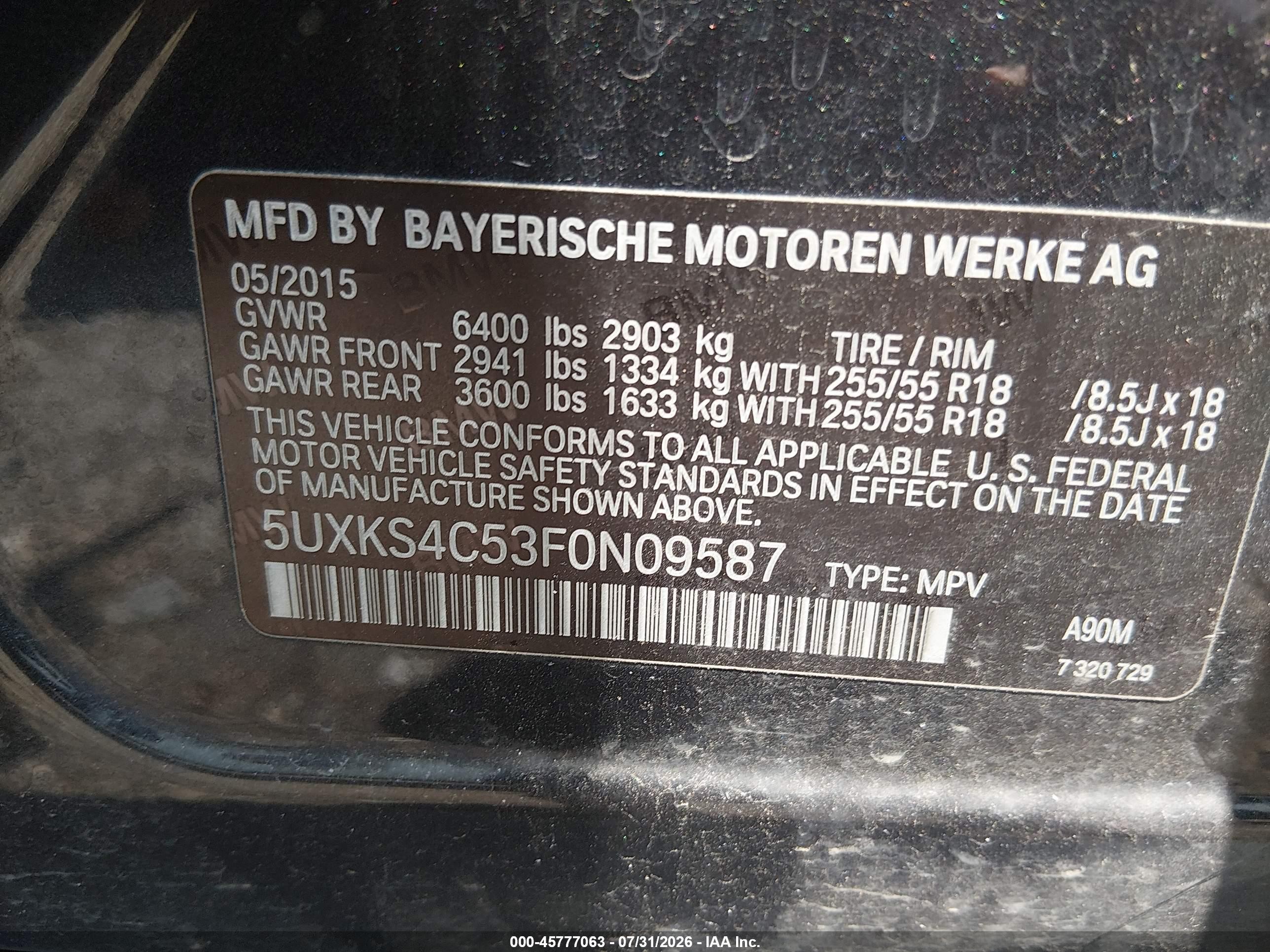 2015 Bmw X5 Xdrive35d Черный vin: 5UXKS4C53F0N09587