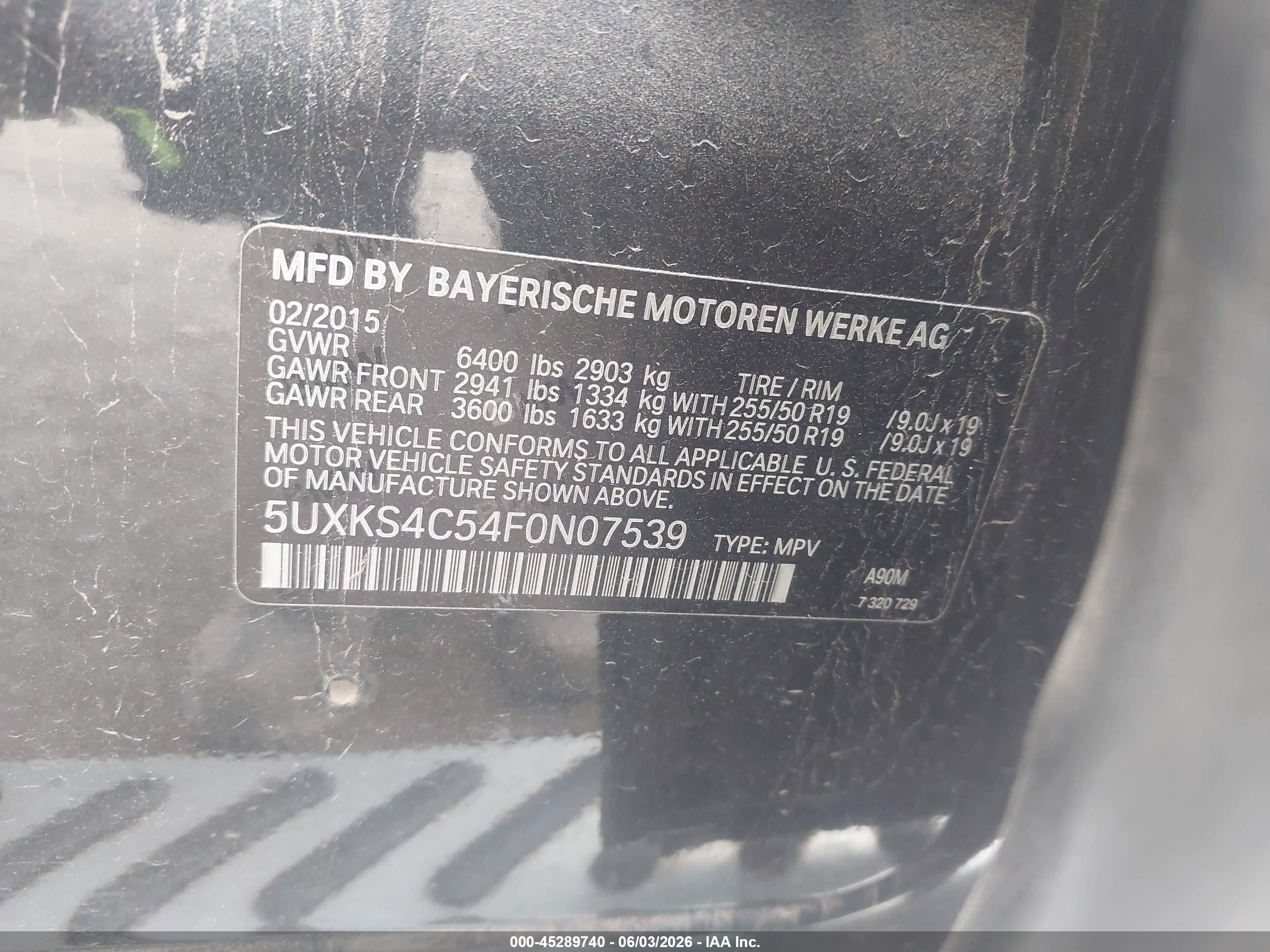 2015 Bmw X5 Xdrive35d Black vin: 5UXKS4C54F0N07539
