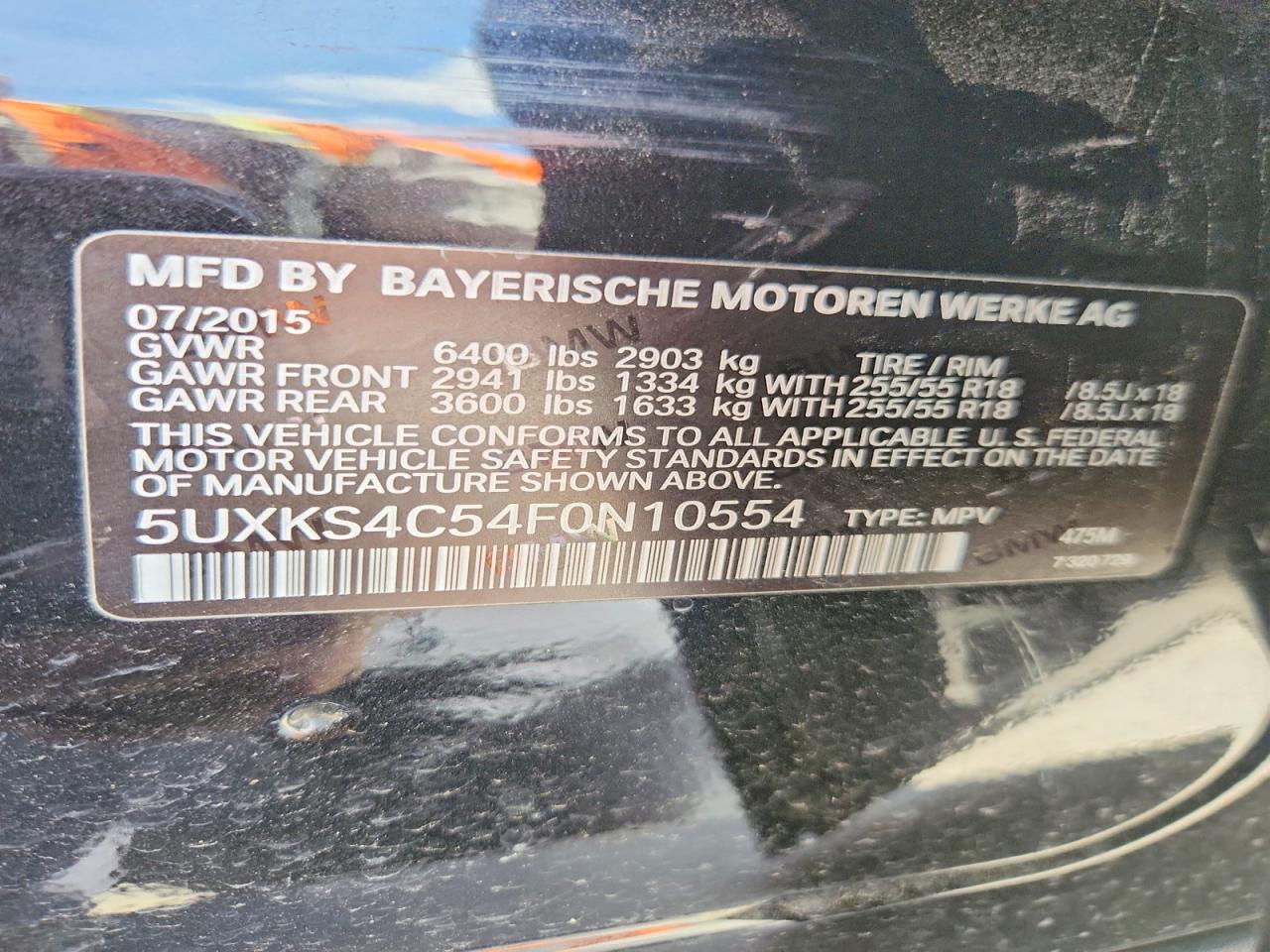 2015 Bmw X5 Xdrive35d Black vin: 5UXKS4C54F0N10554