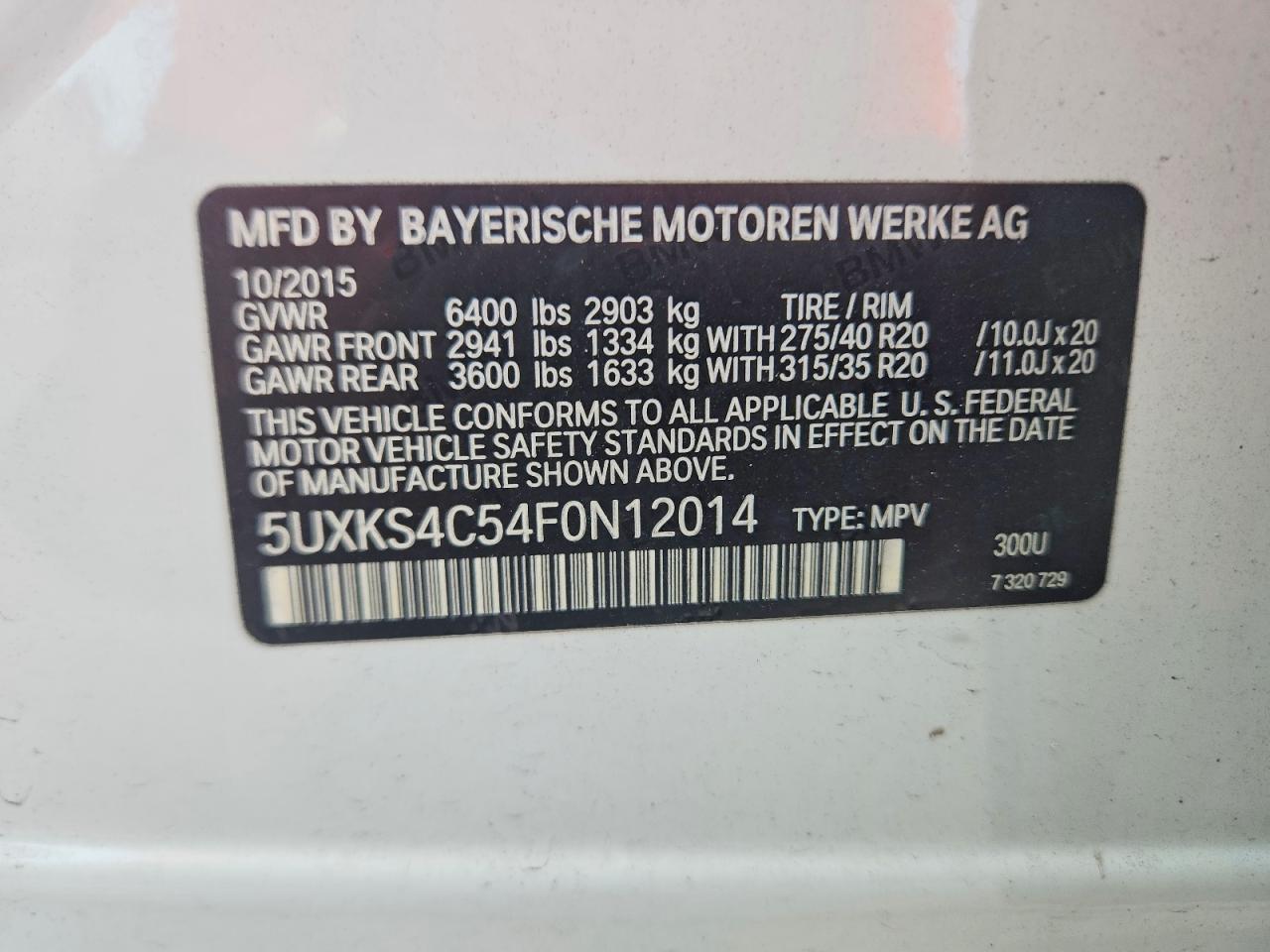 2015 Bmw X5 Xdrive35d Белый vin: 5UXKS4C54F0N12014