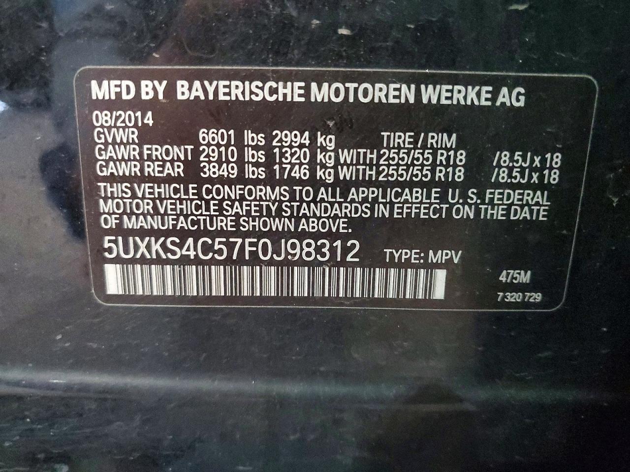 2015 Bmw X5 Xdrive35d Черный vin: 5UXKS4C57F0J98312
