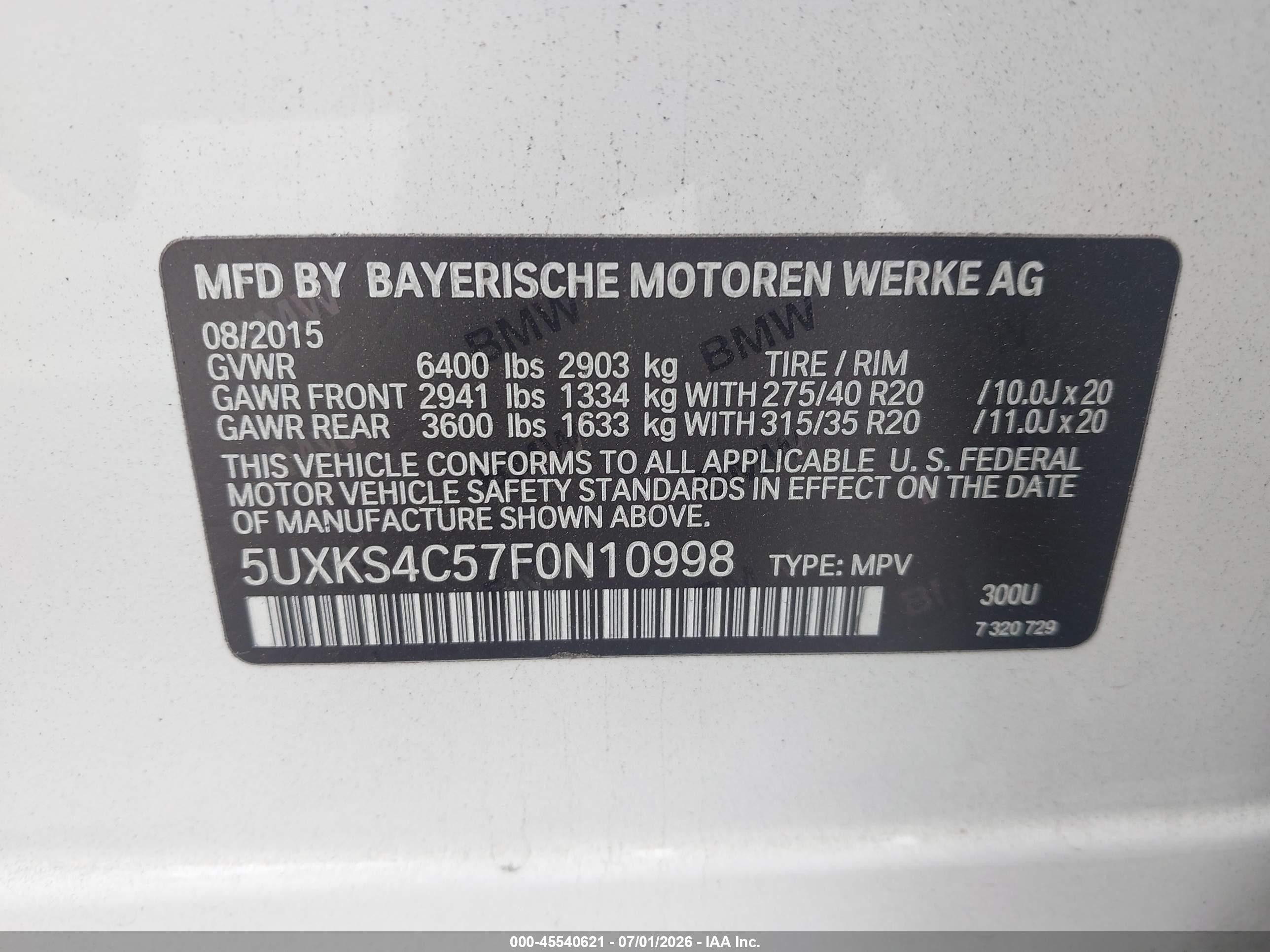 2015 Bmw X5 Xdrive35d White vin: 5UXKS4C57F0N10998