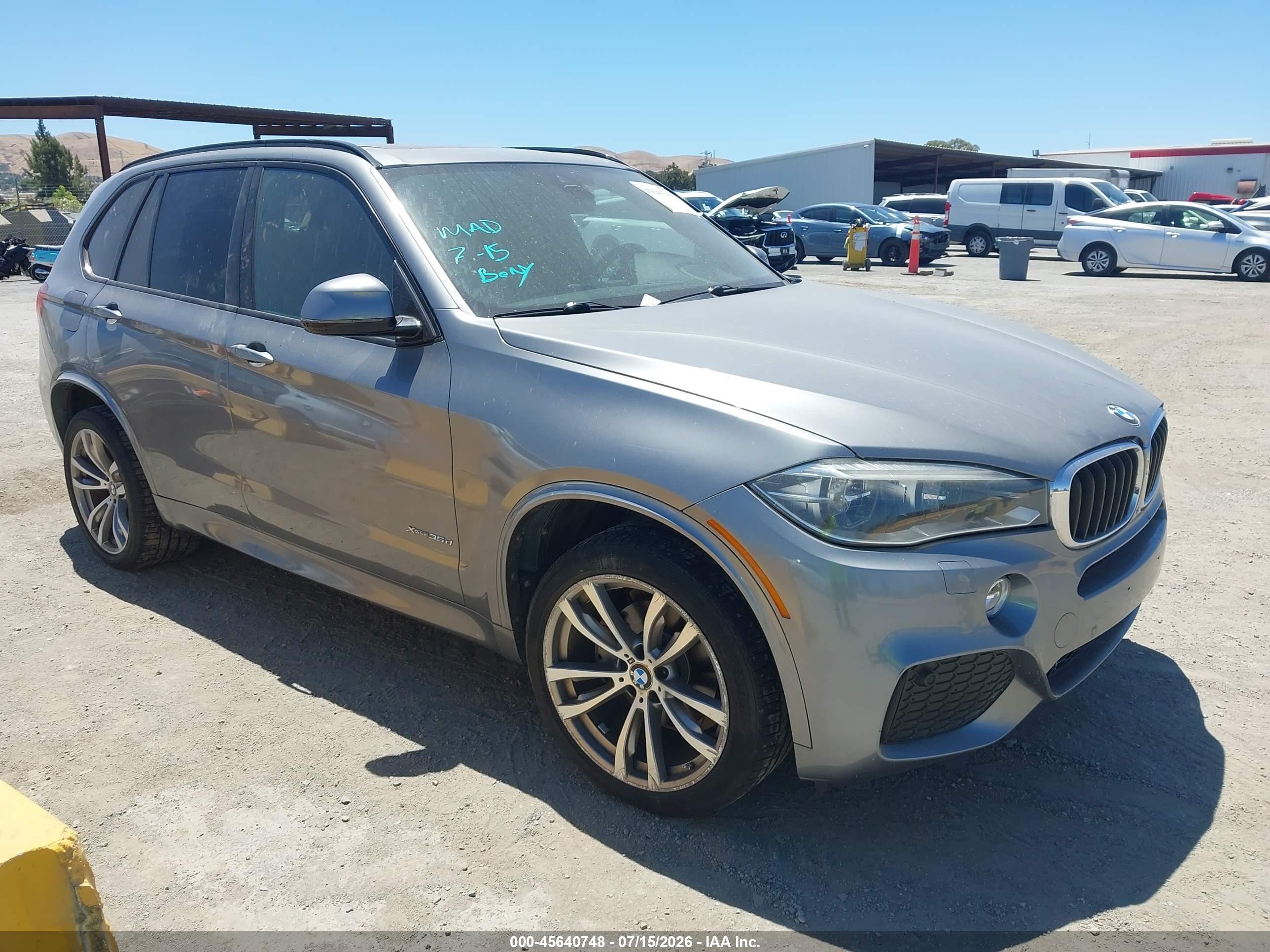 2015 Bmw X5 Xdrive35d Gray vin: 5UXKS4C58F0N08452
