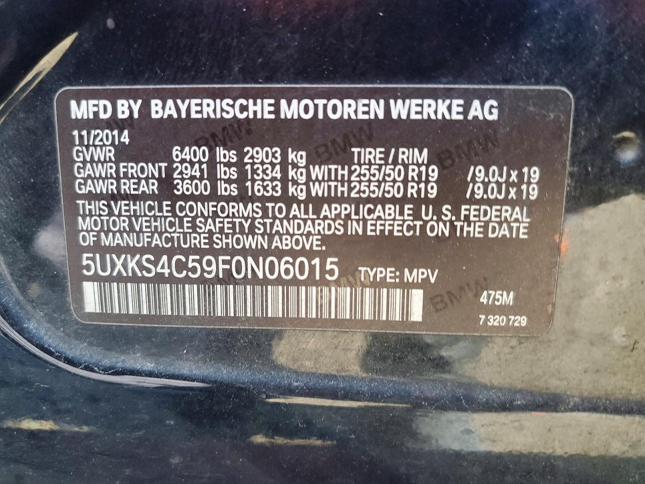2015 Bmw X5 Xdrive35d Black vin: 5UXKS4C59F0N06015