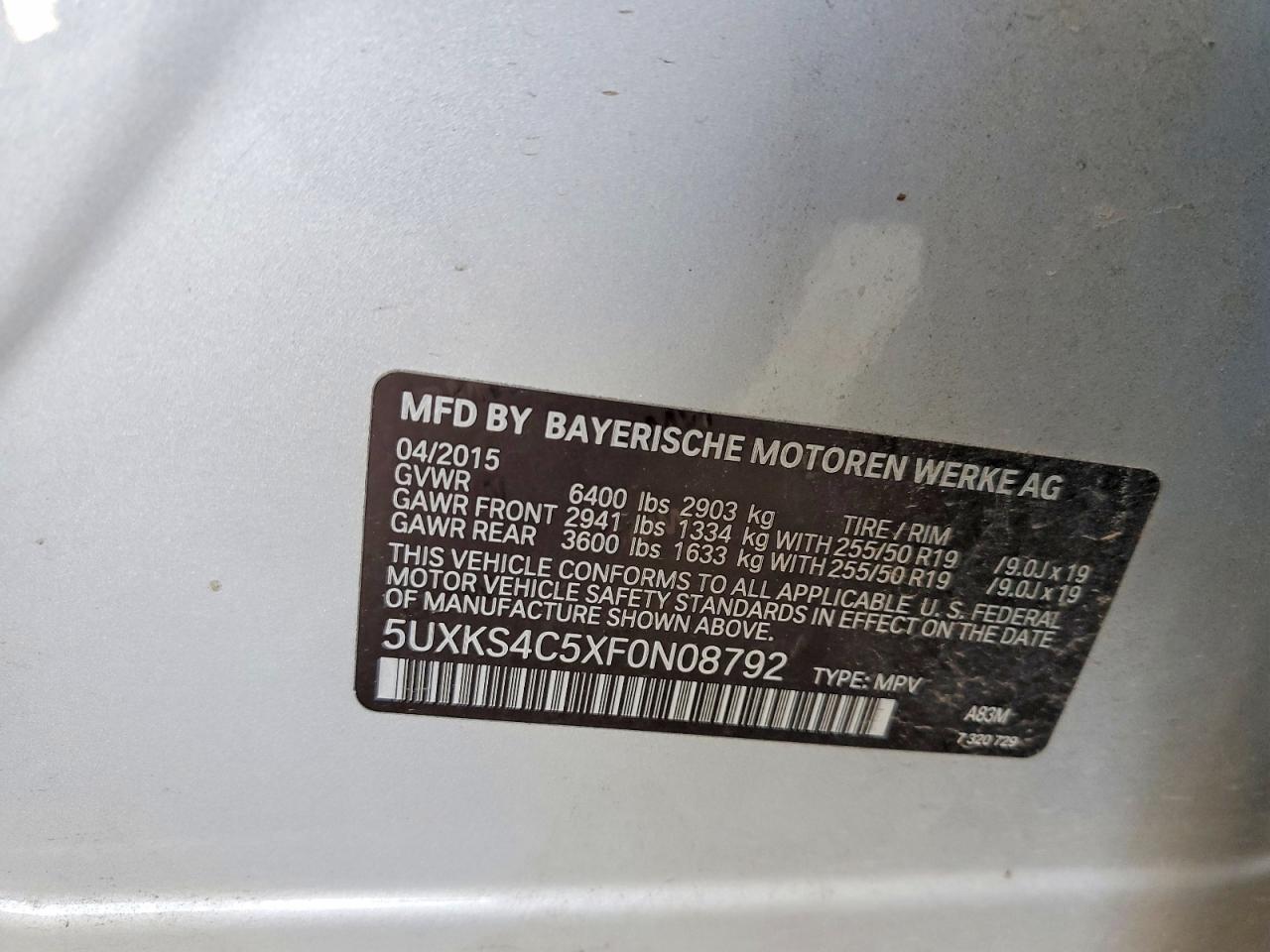 2015 Bmw X5 Xdrive35d Gray vin: 5UXKS4C5XF0N08792