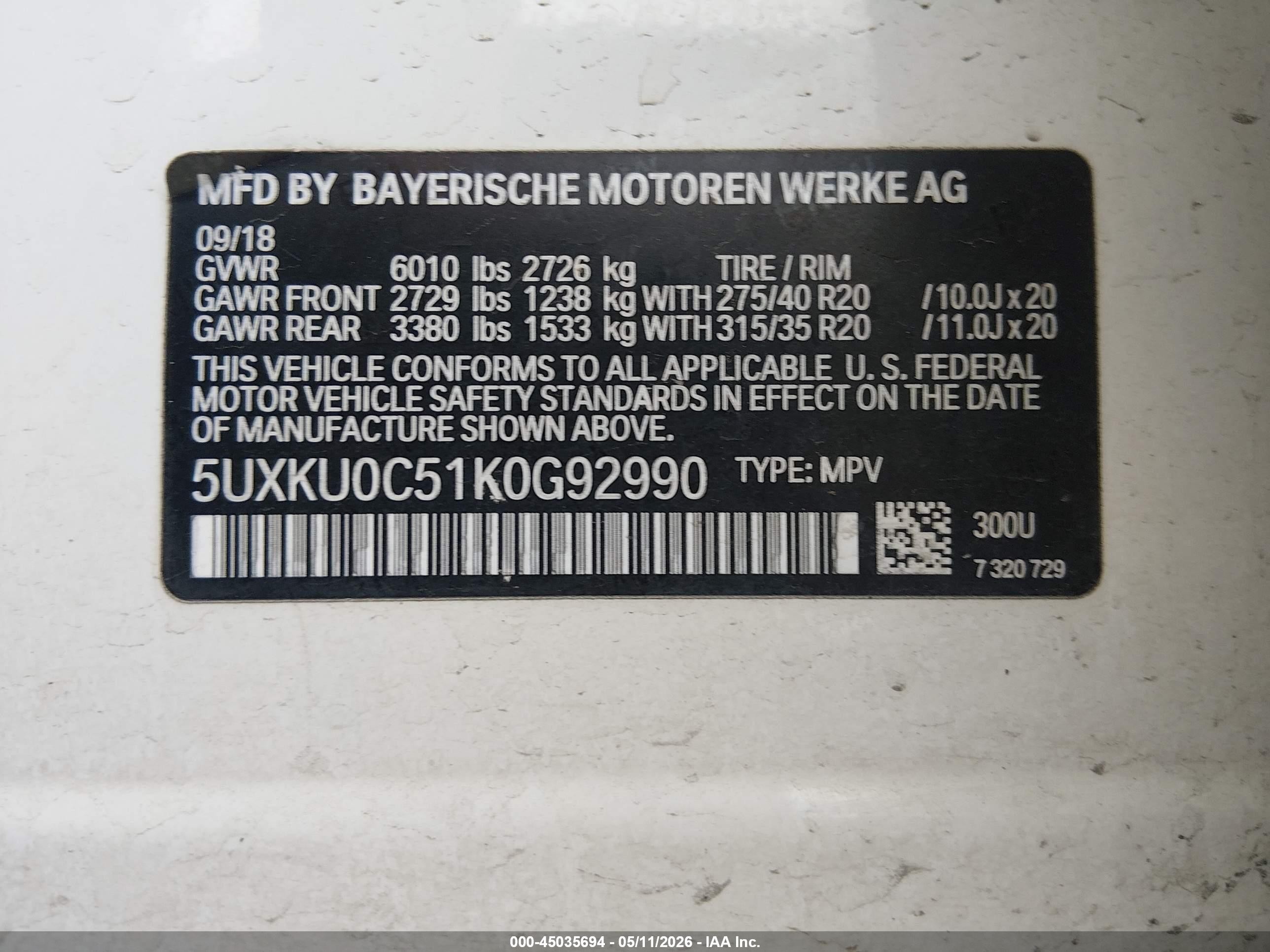 2019 Bmw X6 Sdrive35i Белый vin: 5UXKU0C51K0G92990