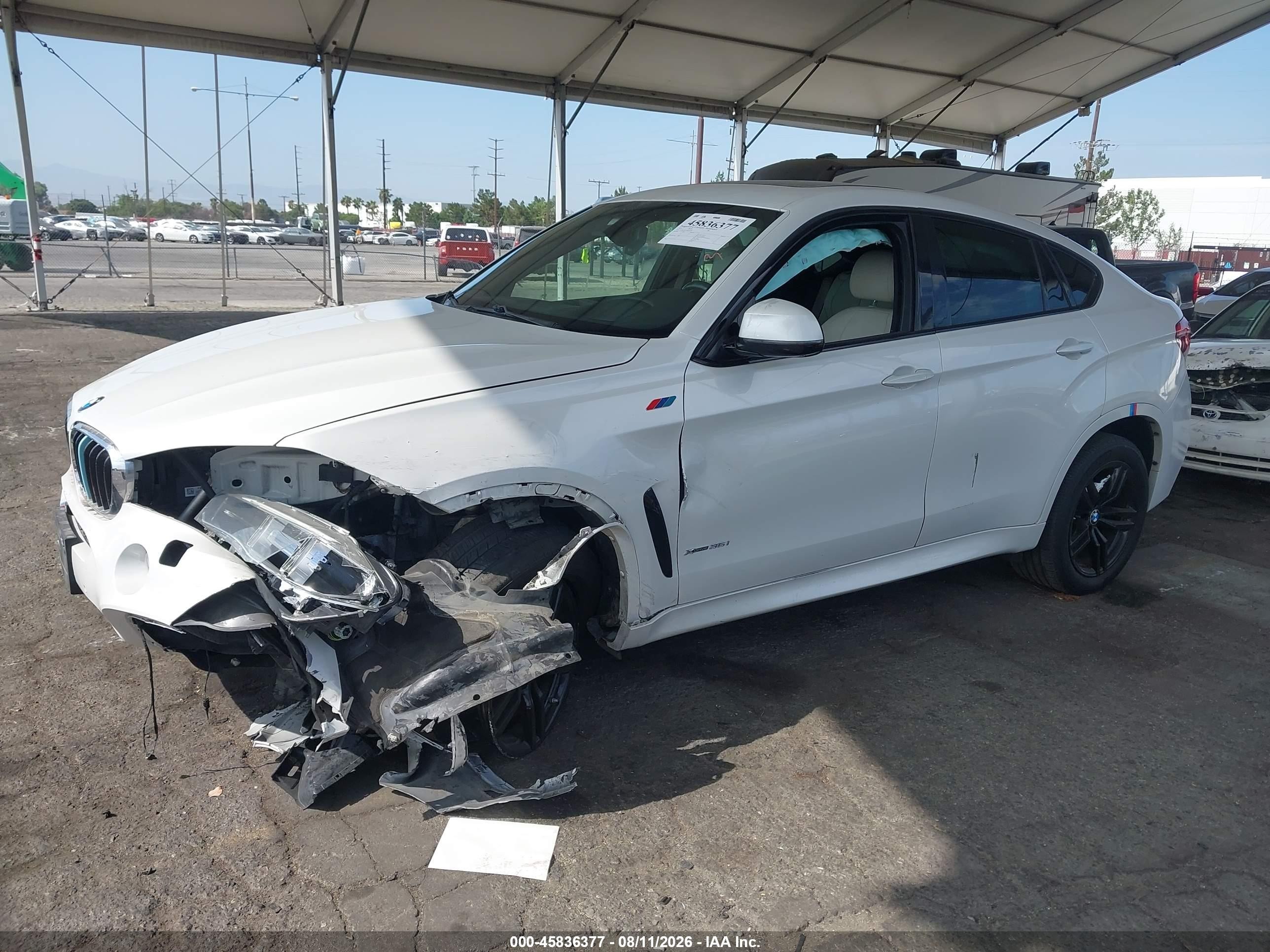 2015 Bmw X6 Xdrive35i White vin: 5UXKU2C53F0F96098