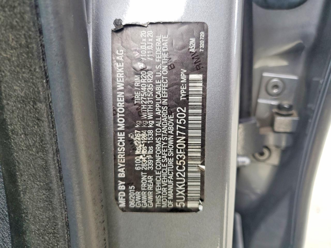 2015 Bmw X6 Xdrive35i Gray vin: 5UXKU2C53F0N77502