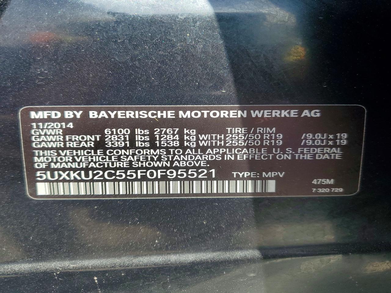 2015 Bmw X6 Xdrive35i Black vin: 5UXKU2C55F0F95521
