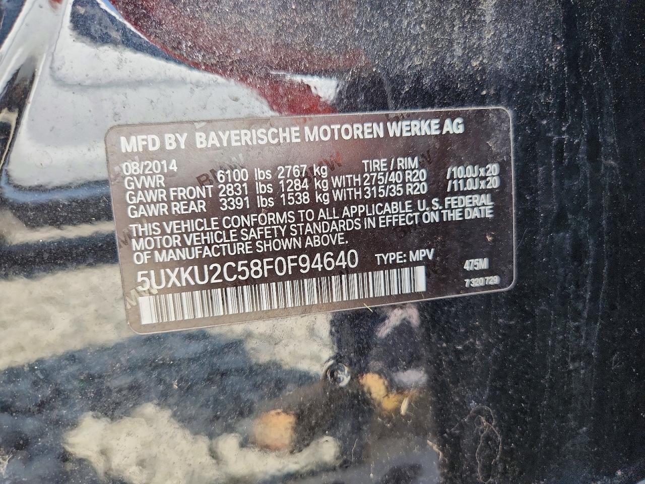 2015 Bmw X6 Xdrive35i Black vin: 5UXKU2C58F0F94640