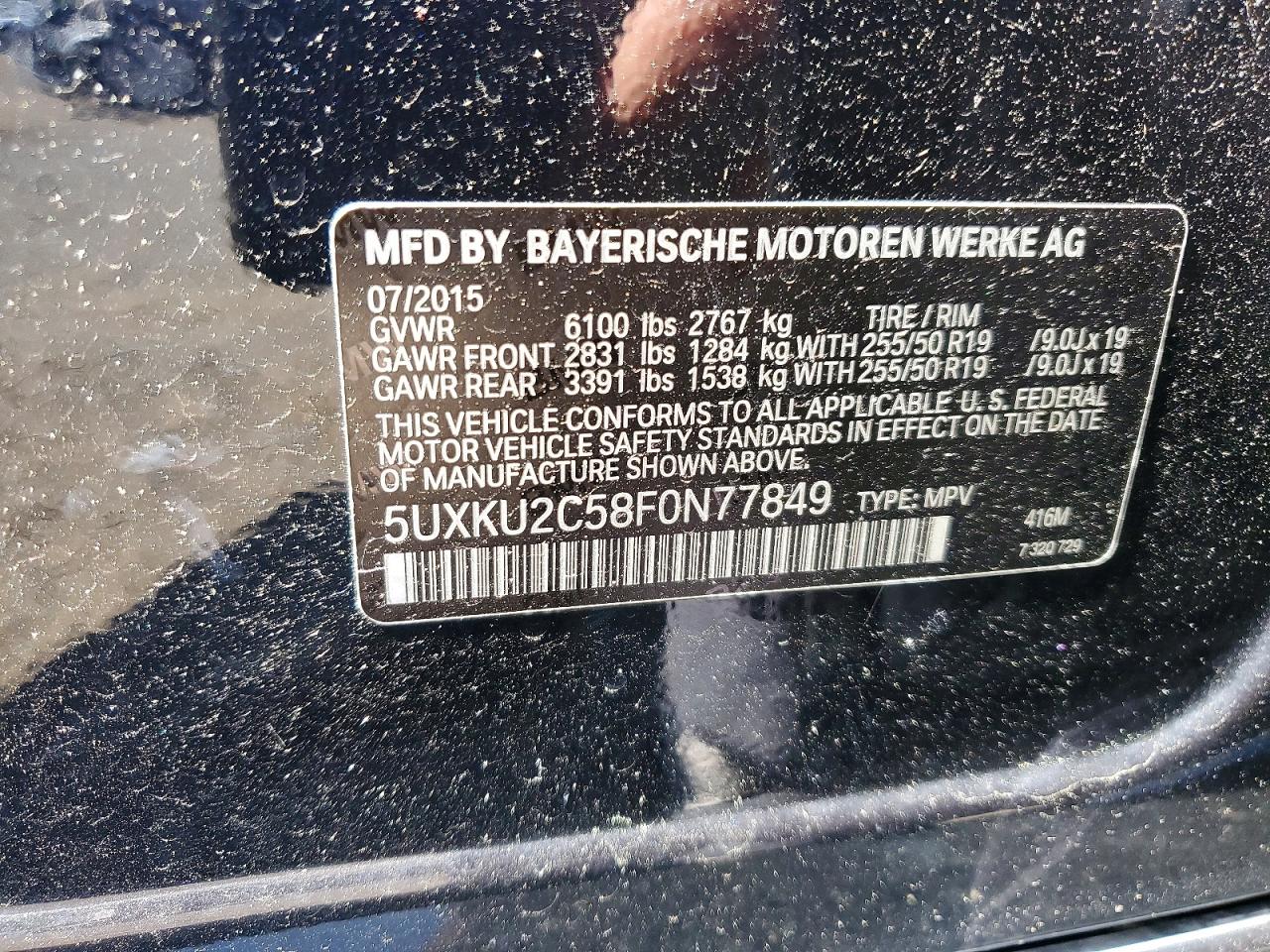 2015 Bmw X6 Xdrive35i Blue vin: 5UXKU2C58F0N77849