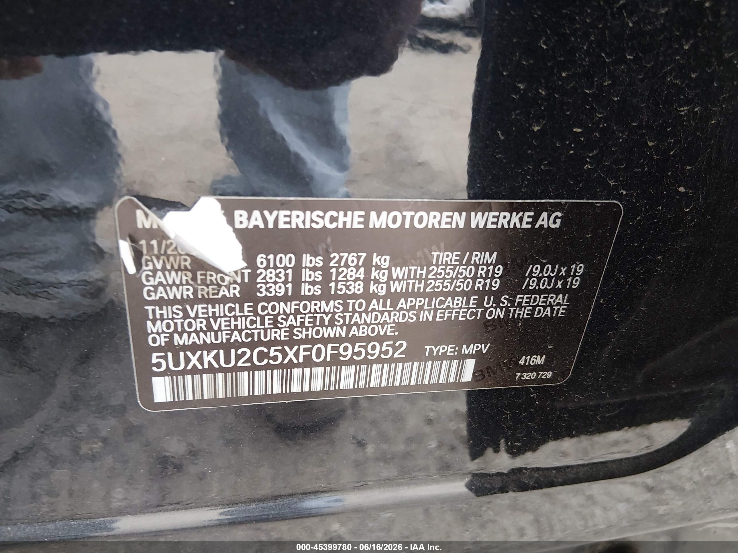 2015 Bmw X6 Xdrive35i Black vin: 5UXKU2C5XF0F95952