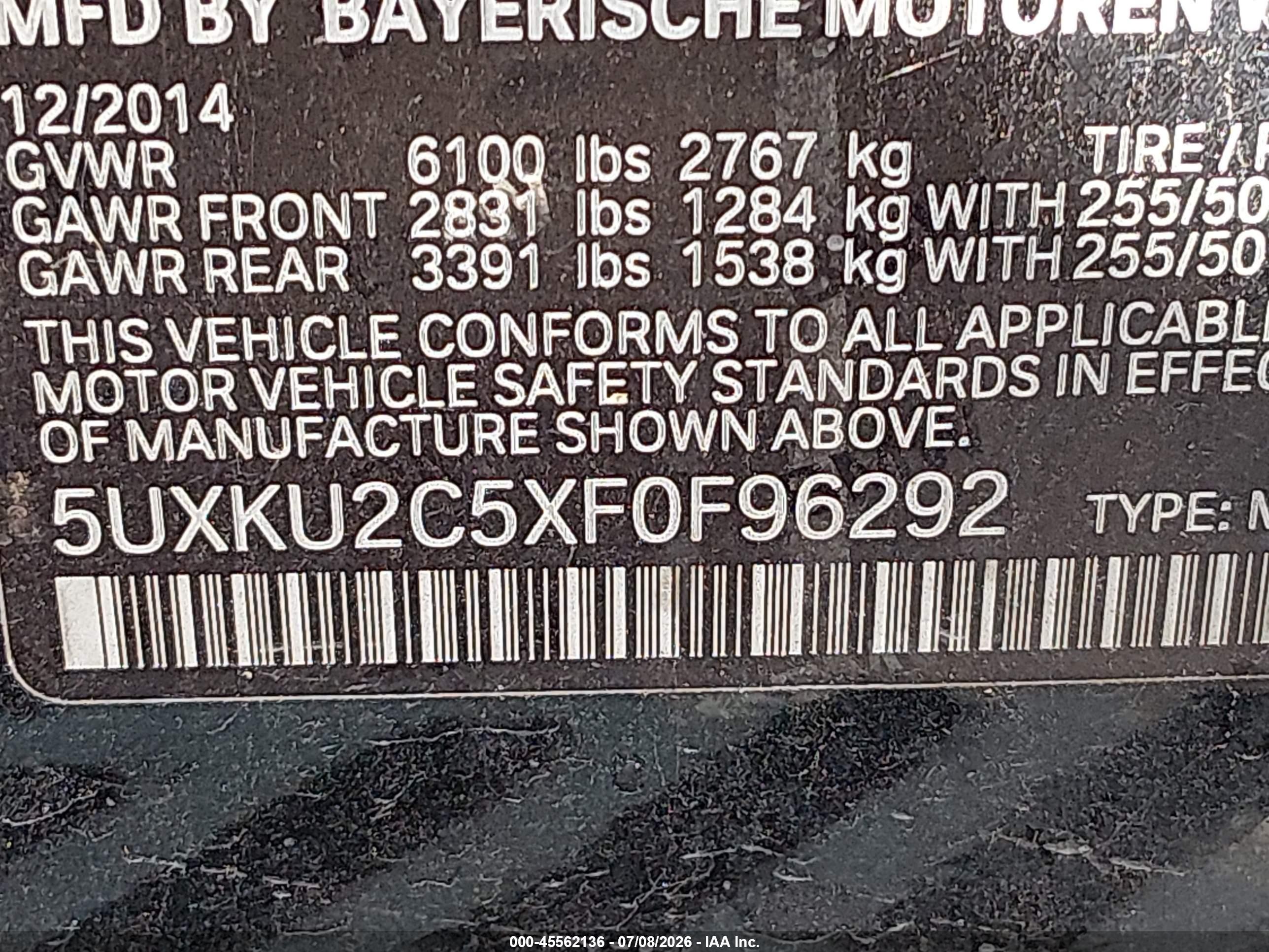 2015 Bmw X6 Xdrive35i Black vin: 5UXKU2C5XF0F96292