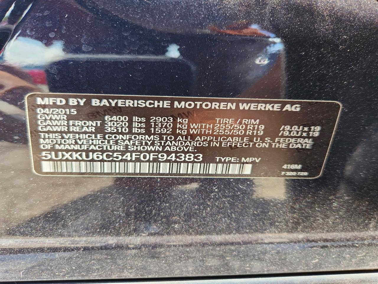 2015 Bmw X6 Xdrive50i Blue vin: 5UXKU6C54F0F94383