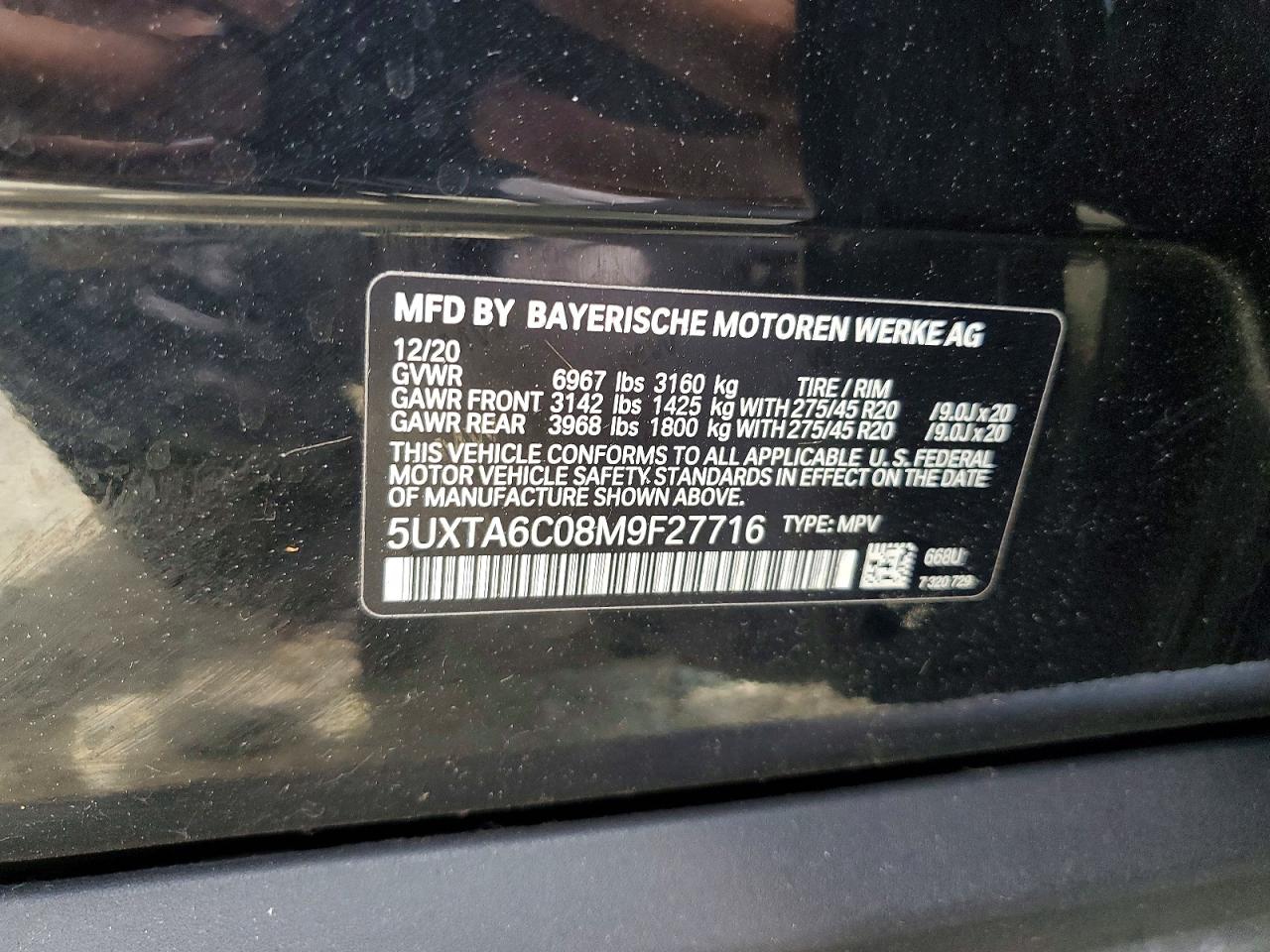 2021 Bmw X5 Xdrive45e Black vin: 5UXTA6C08M9F27716