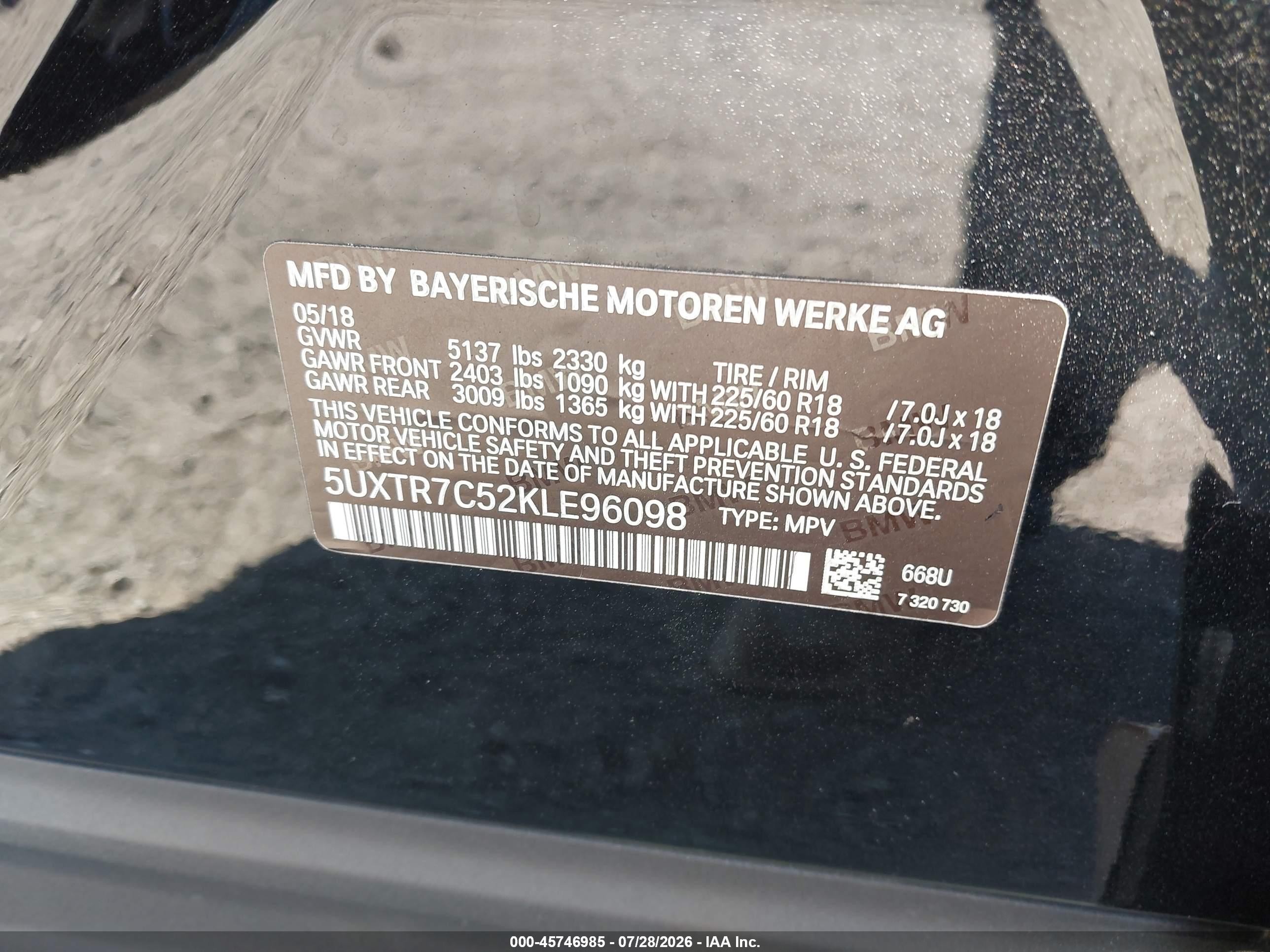 2019 Bmw X3 Sdrive30i Black vin: 5UXTR7C52KLE96098