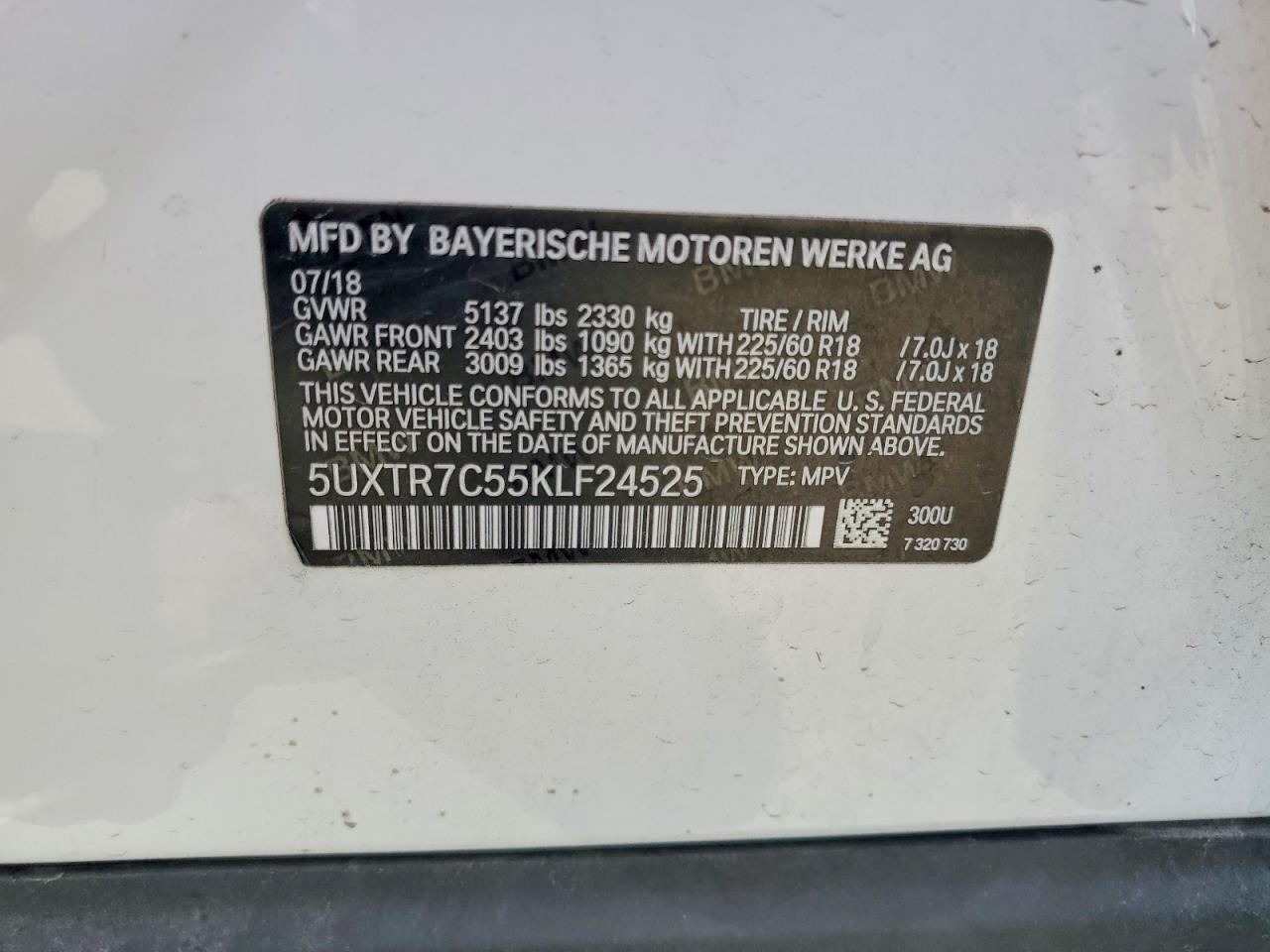 2019 Bmw X3 Sdrive30i White vin: 5UXTR7C55KLF24525