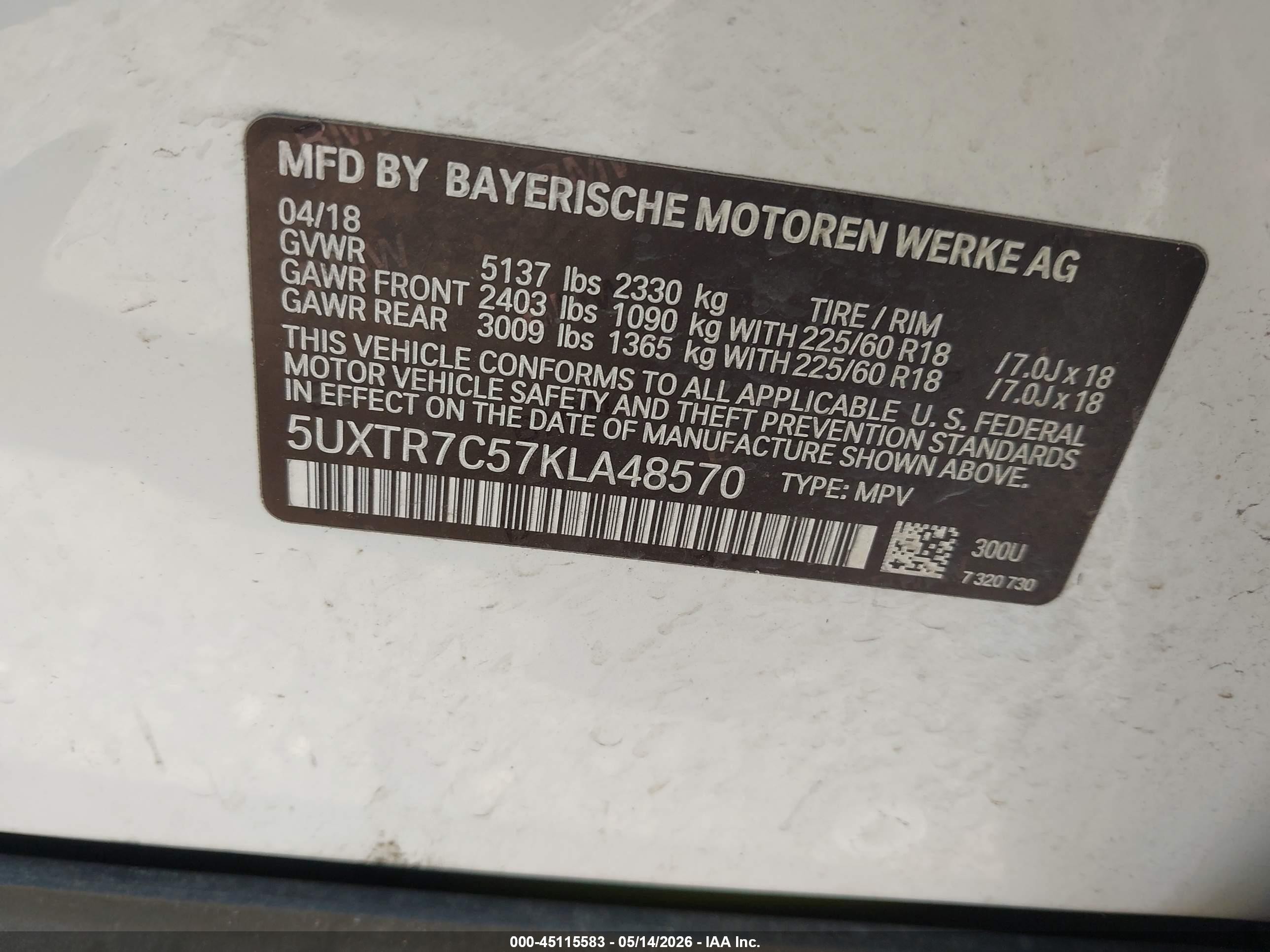 2019 Bmw X3 Sdrive30i White vin: 5UXTR7C57KLA48570