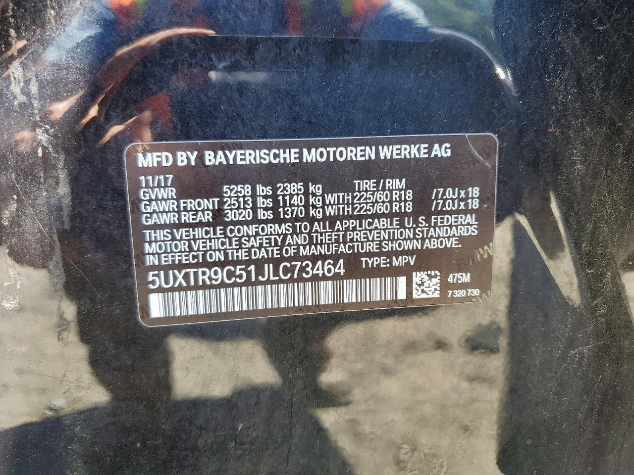 2018 Bmw X3 Xdrive30i Черный vin: 5UXTR9C51JLC73464