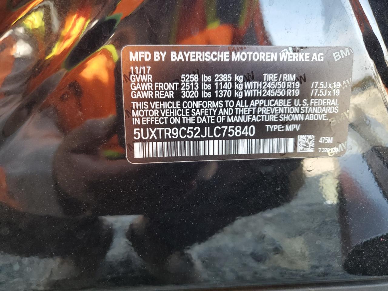 2018 Bmw X3 Xdrive30i Черный vin: 5UXTR9C52JLC75840