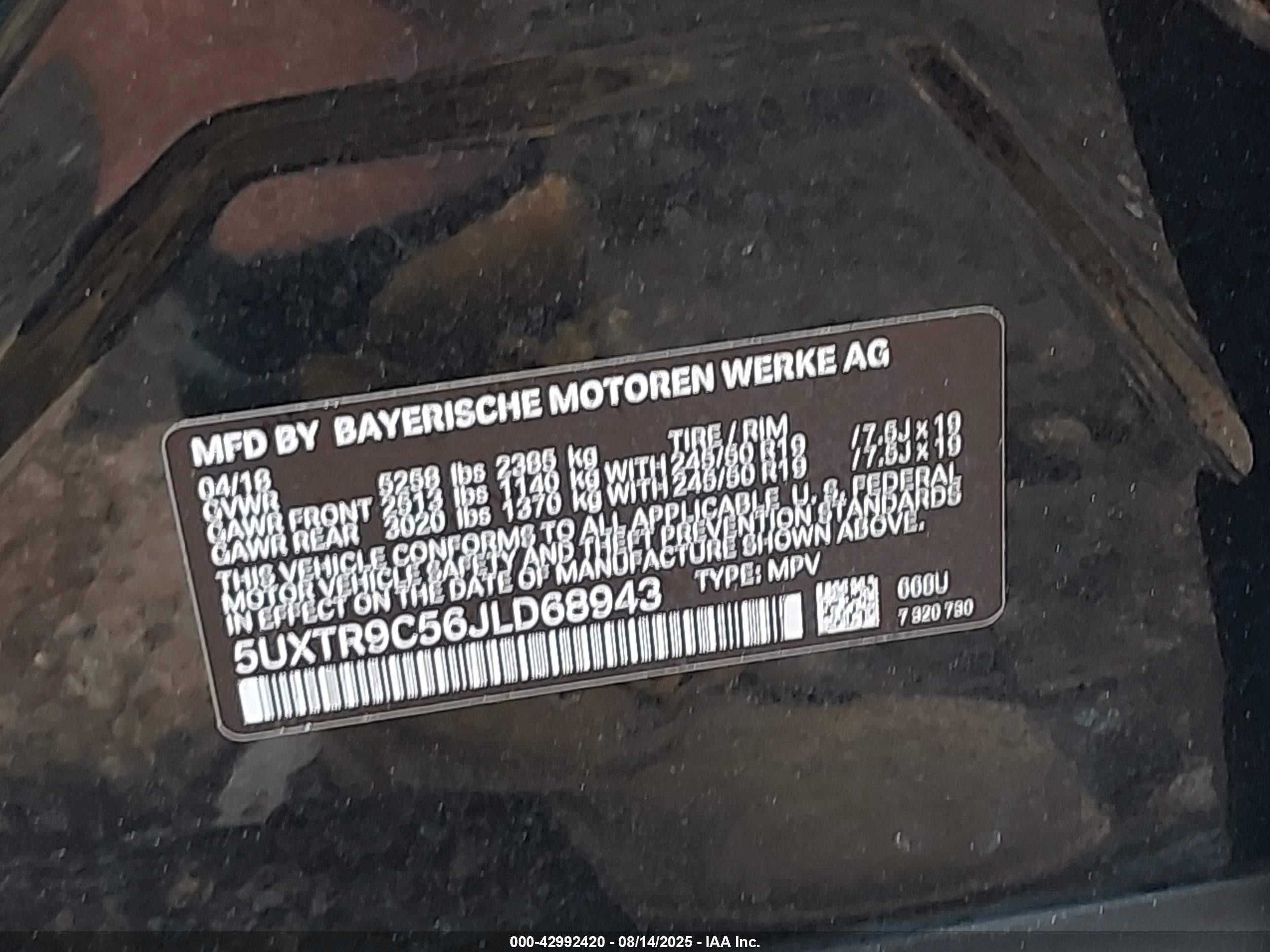 2018 Bmw X3 Xdrive30i Черный vin: 5UXTR9C56JLD68943