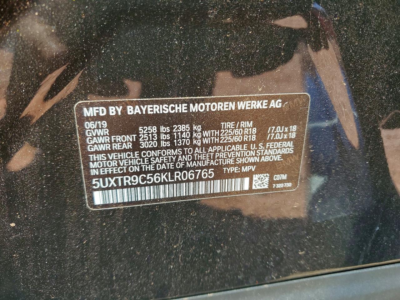 2019 Bmw X3 Xdrive30i Charcoal vin: 5UXTR9C56KLR06765