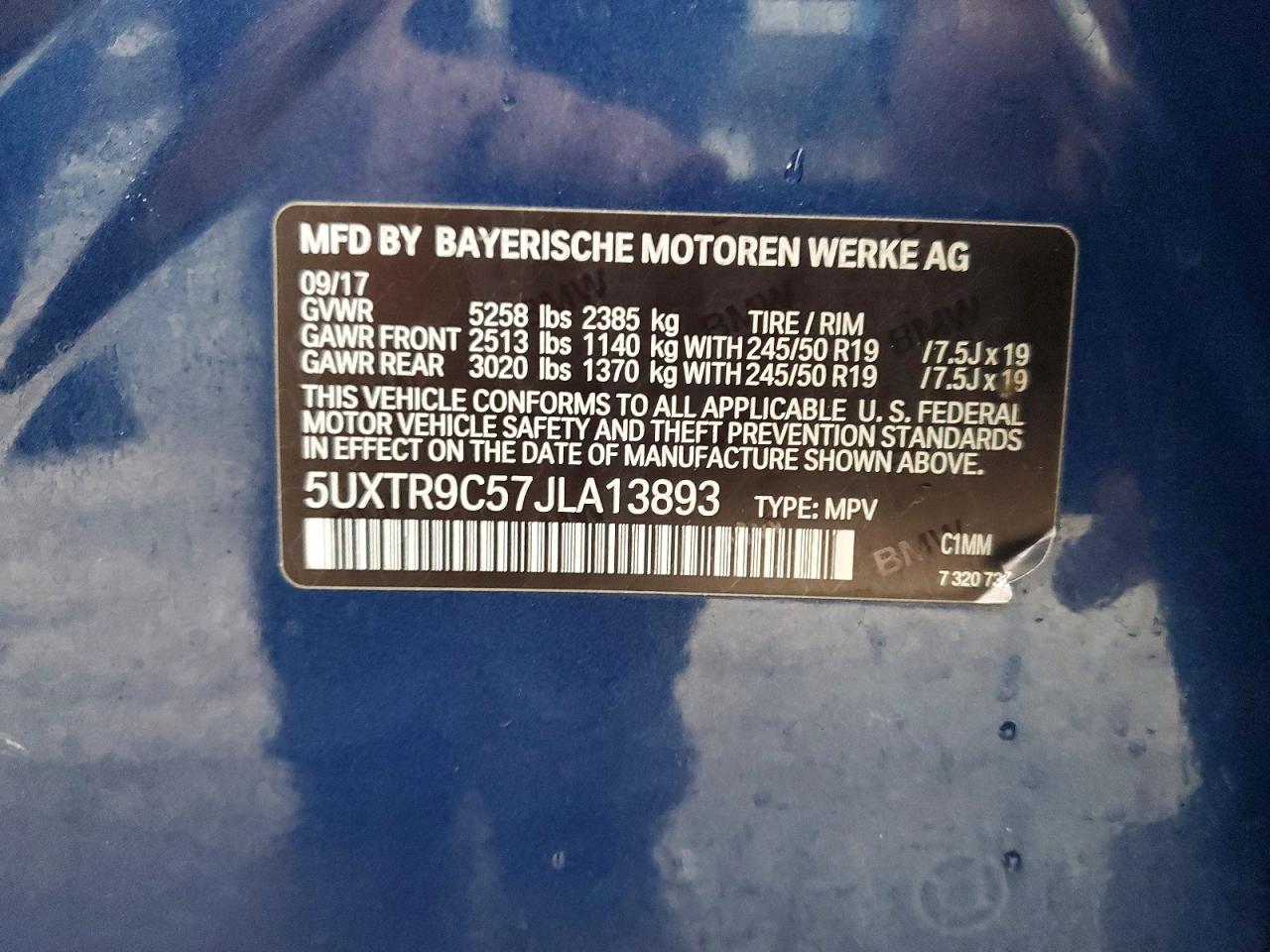 2018 Bmw X3 Xdrive30i Синий vin: 5UXTR9C57JLA13893