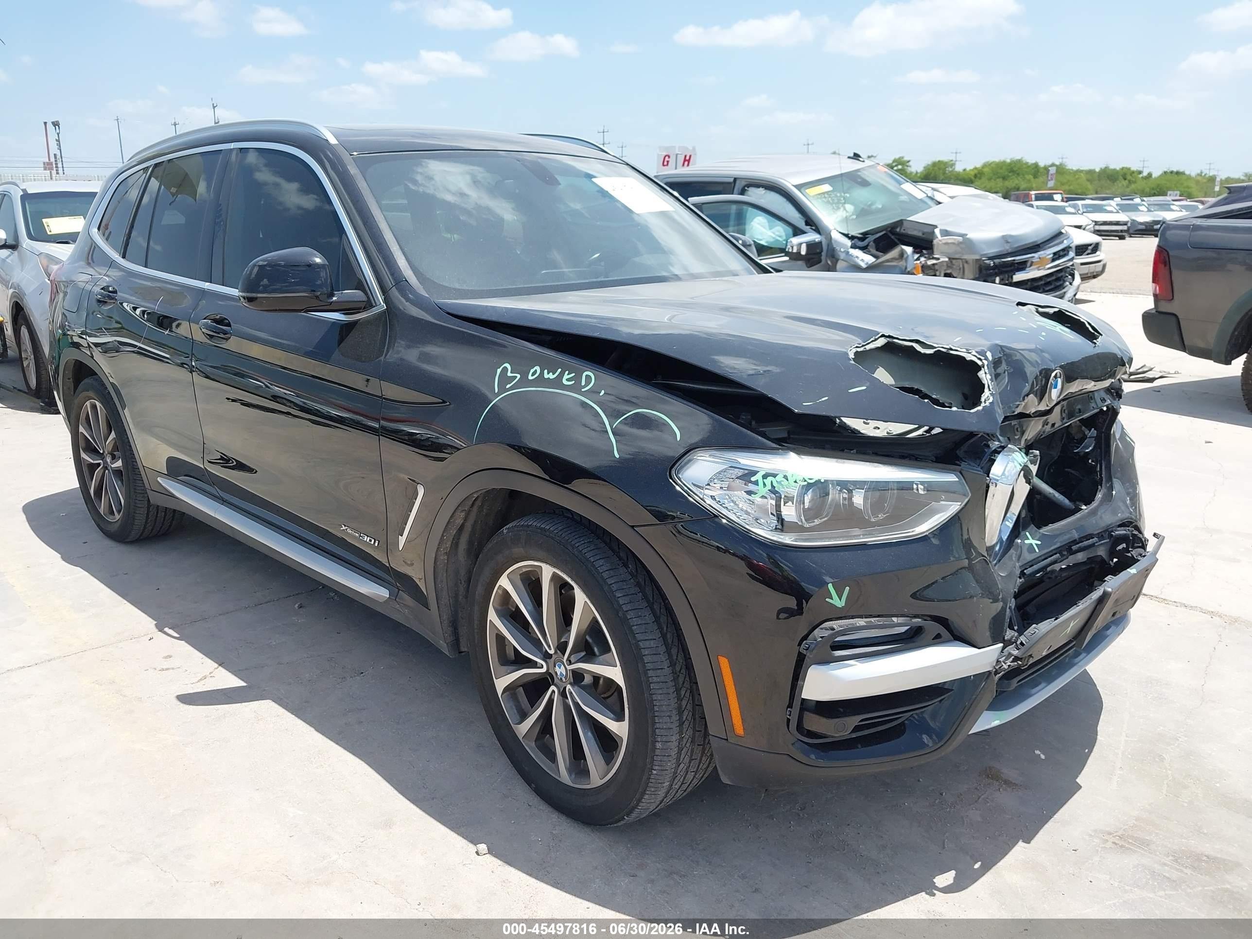 2018 Bmw X3 Xdrive30i Черный vin: 5UXTR9C58JLC68939