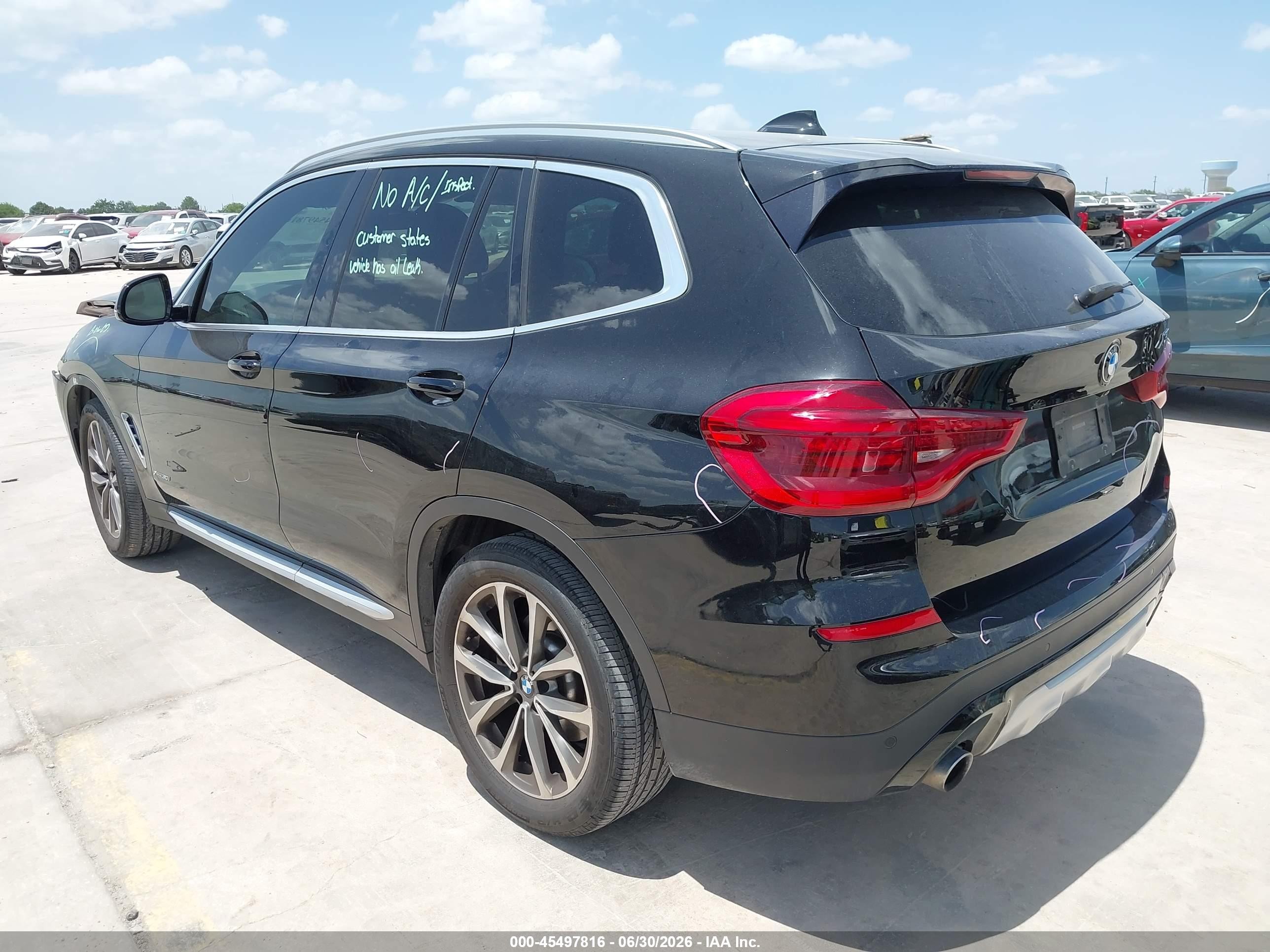 2018 Bmw X3 Xdrive30i Черный vin: 5UXTR9C58JLC68939
