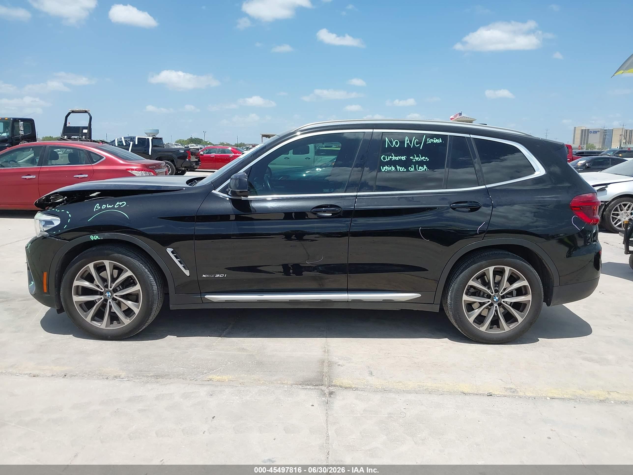2018 Bmw X3 Xdrive30i Черный vin: 5UXTR9C58JLC68939
