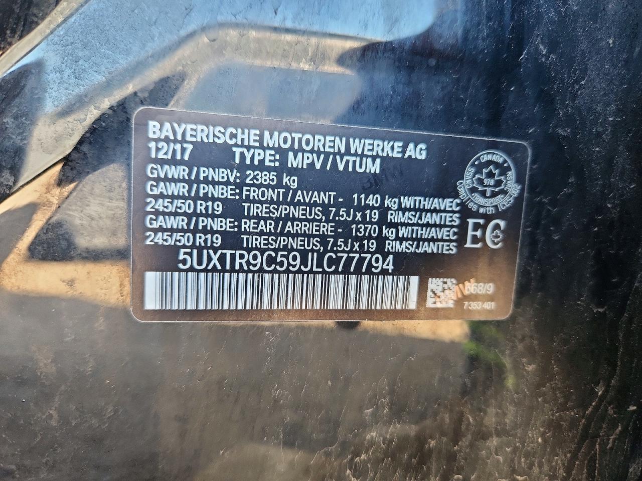 2018 Bmw X3 Xdrive30i Black vin: 5UXTR9C59JLC77794