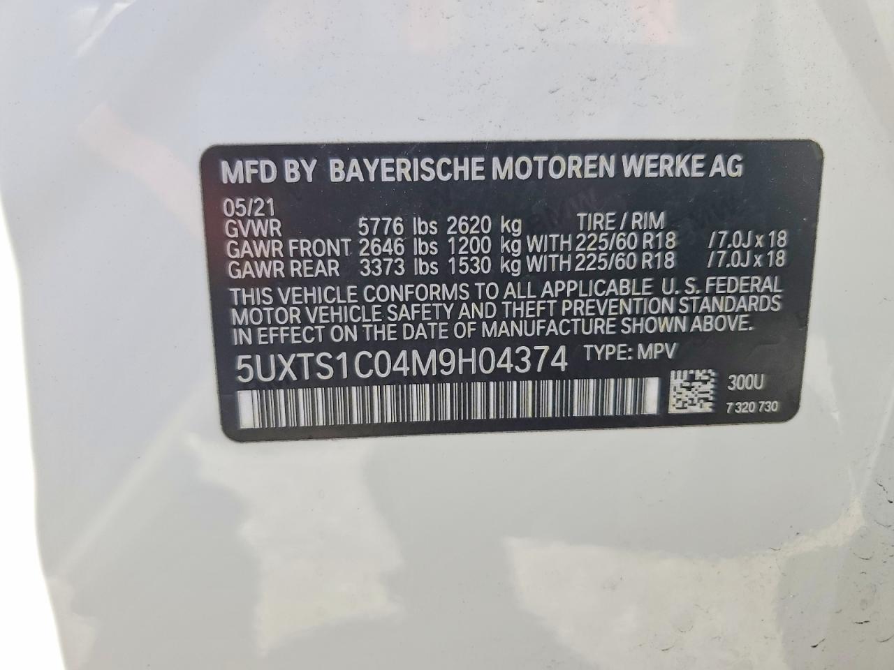 2021 Bmw X3 Xdrive30e White vin: 5UXTS1C04M9H04374