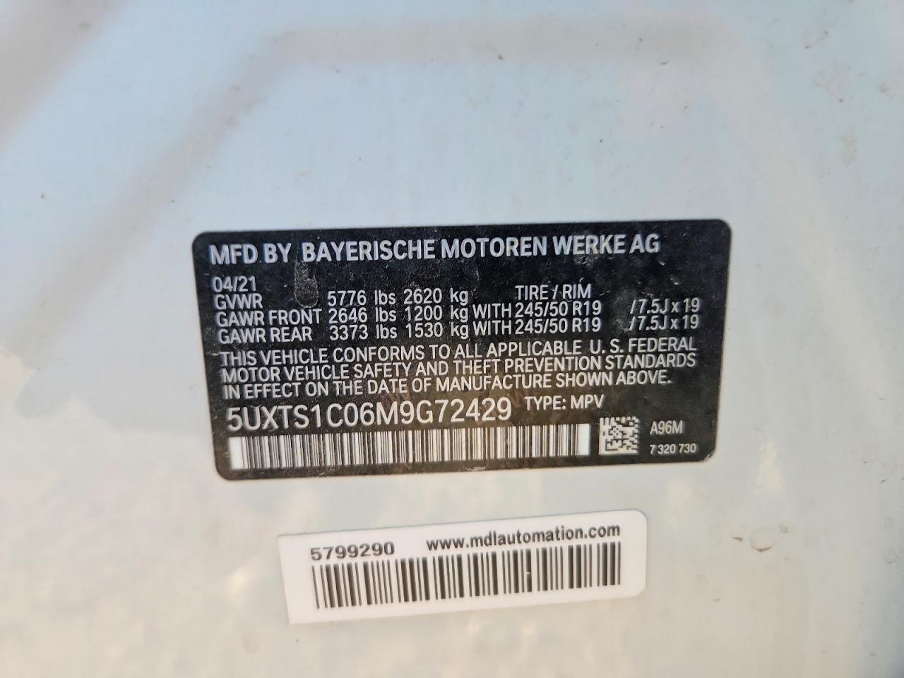 2021 Bmw X3 Xdrive30e White vin: 5UXTS1C06M9G72429