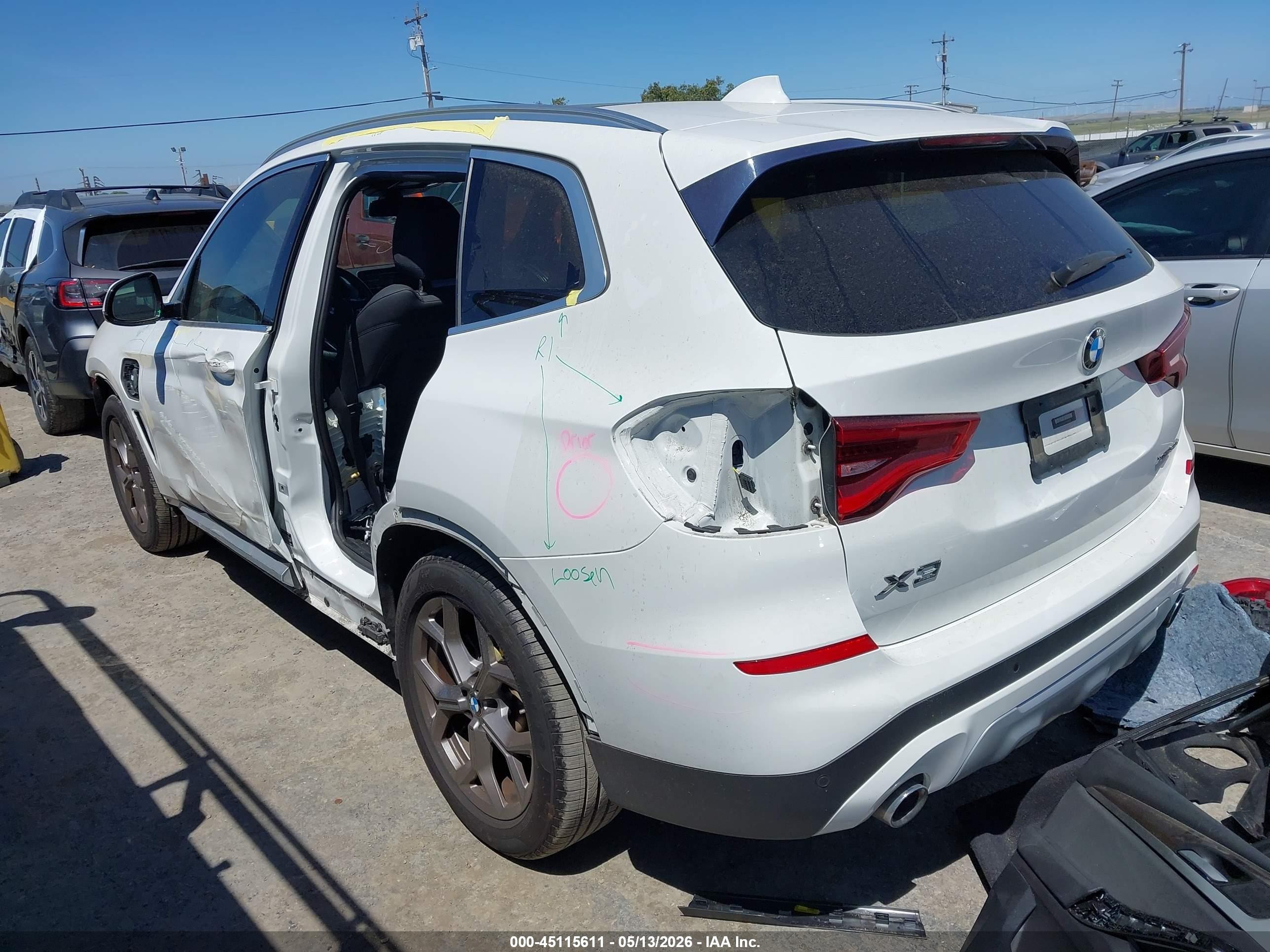 2021 Bmw X3 Phev Xdrive30e White vin: 5UXTS1C07M9D72818